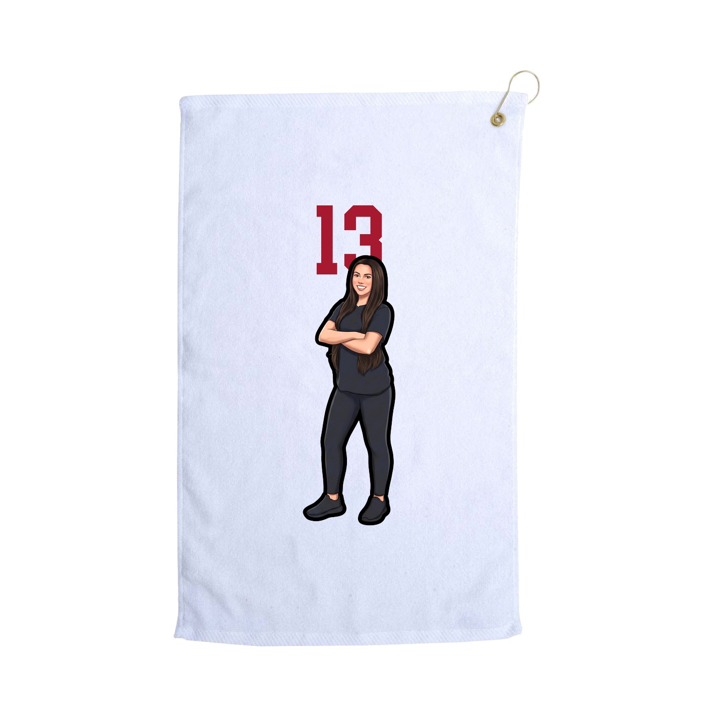 Golf Towel — Number Top in White