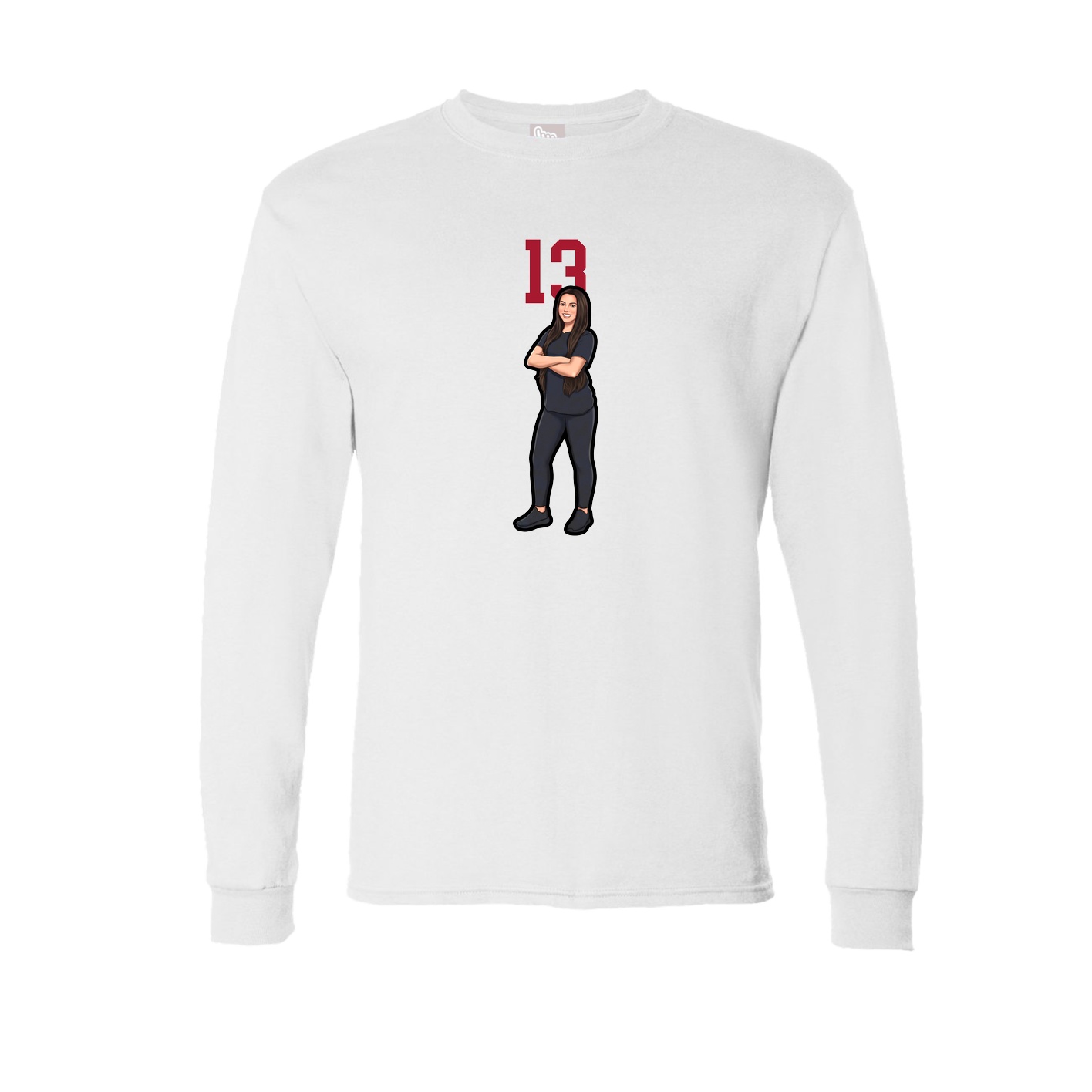 Long Sleeve Tee — Number Top in White