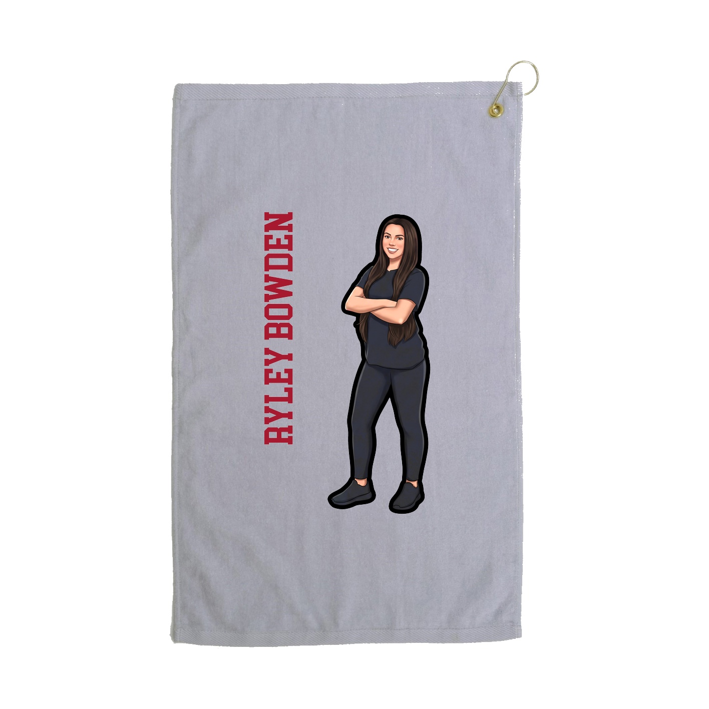 Golf Towel — Name Vertical in Grey