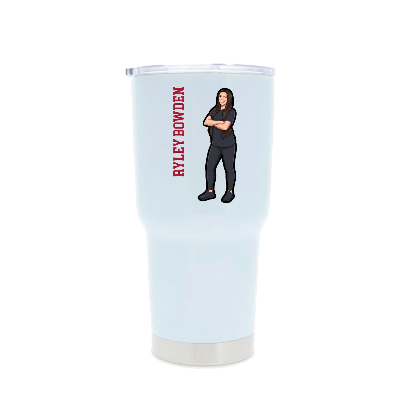 30oz Stainless Steel Tumbler — Name Vertical in White