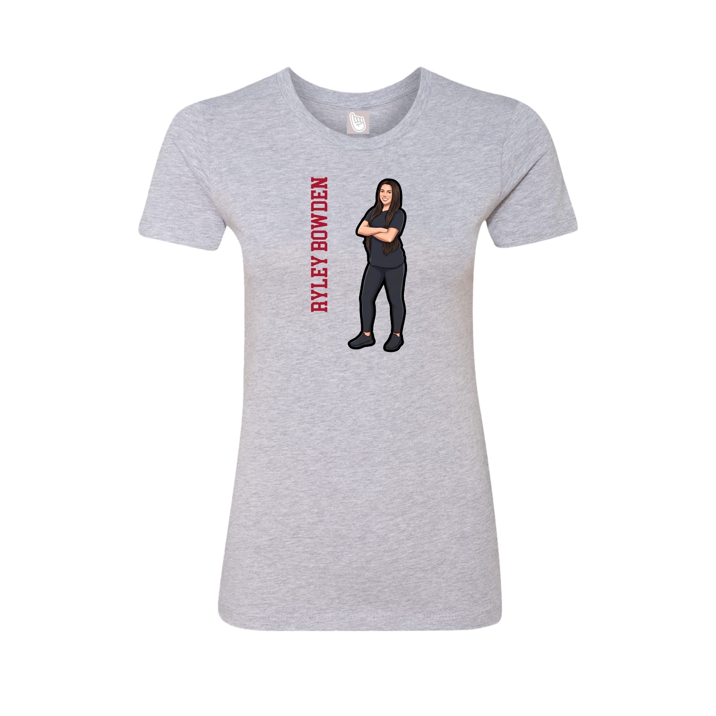 Fitted Women's Tee — Name Vertical in Grey