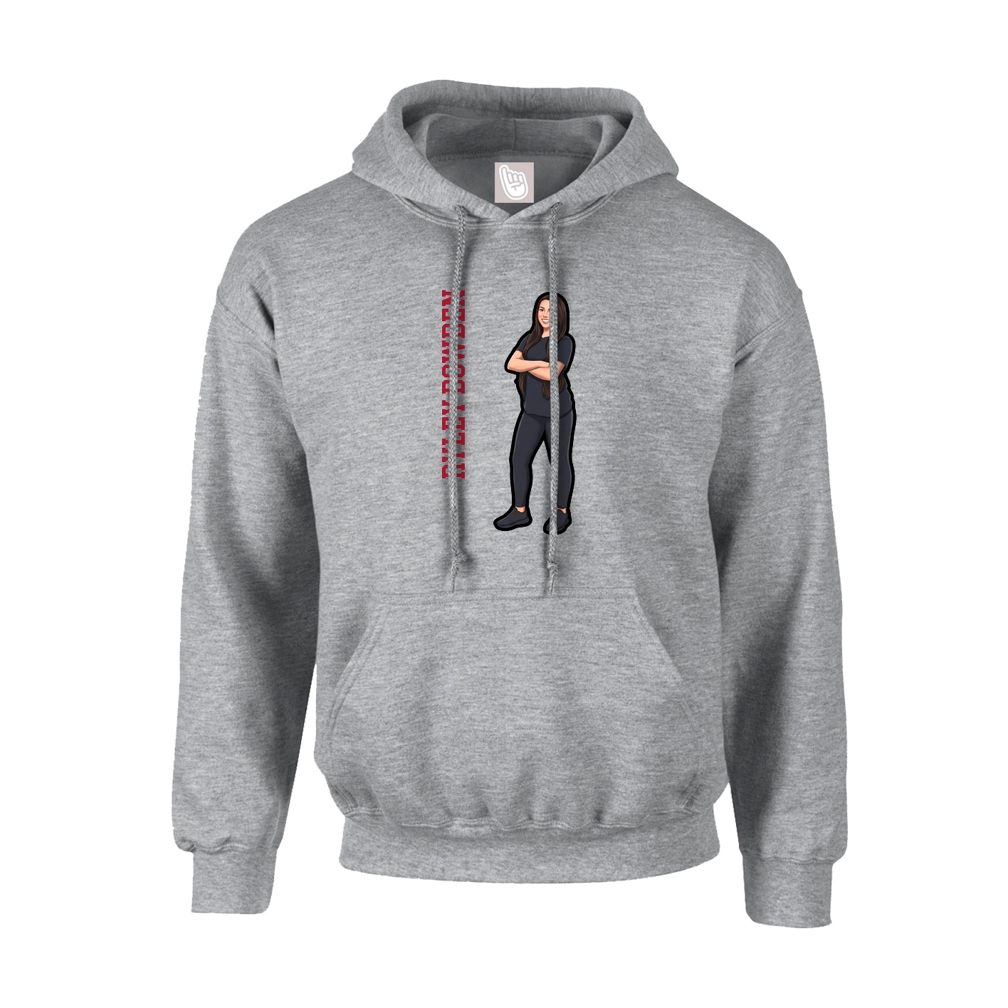 Youth Hoodie — Name Vertical in Grey
