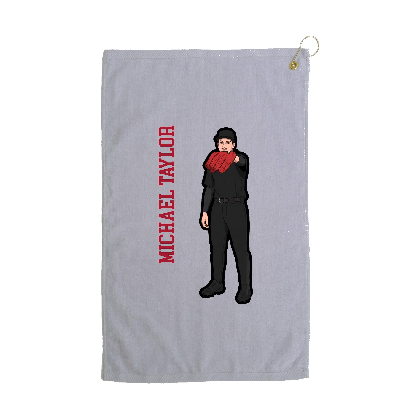 Golf Towel — Name Vertical in Grey