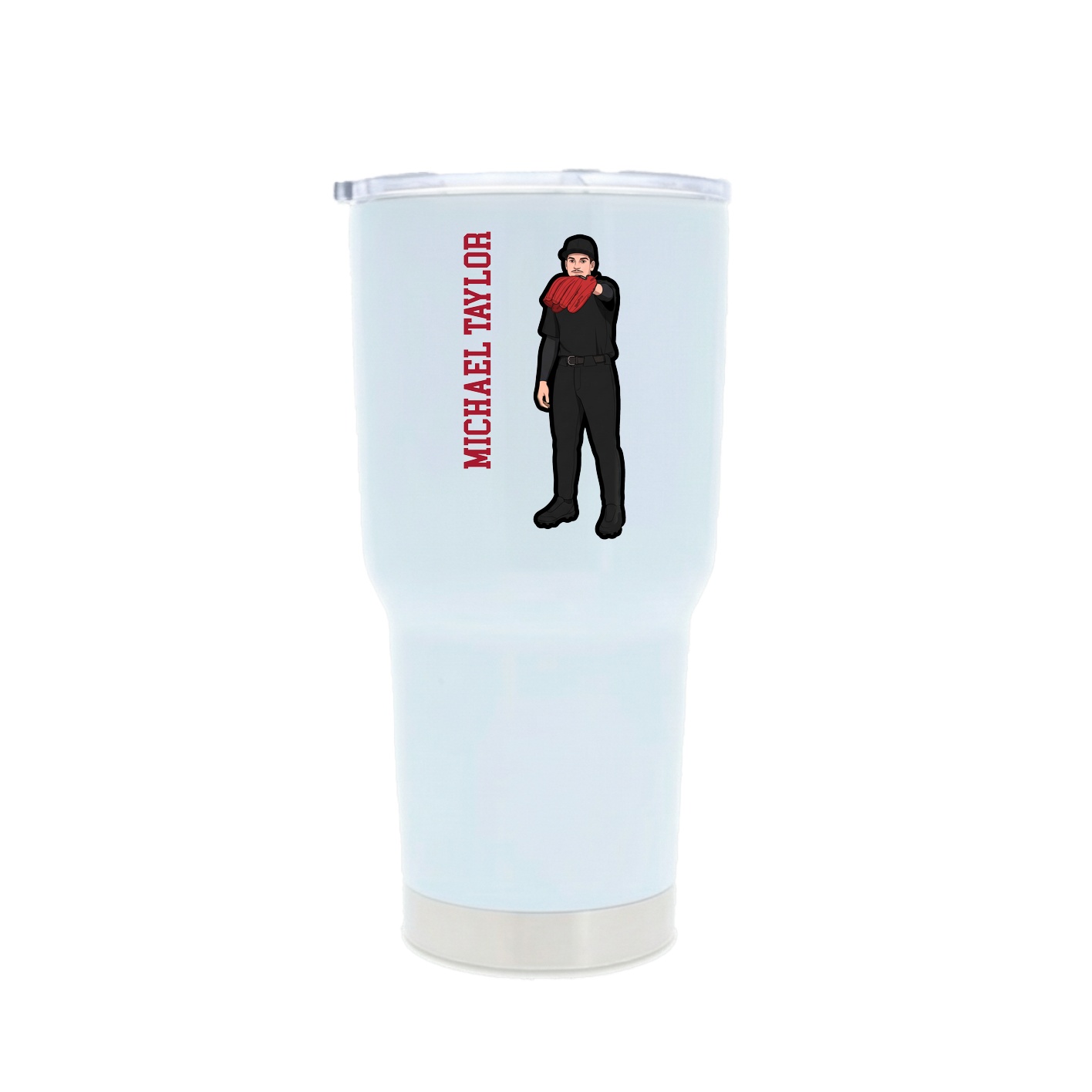 30oz Stainless Steel Tumbler — Name Vertical in White