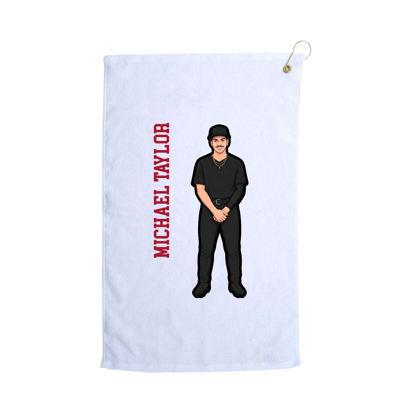 Golf Towel — Name Vertical in White