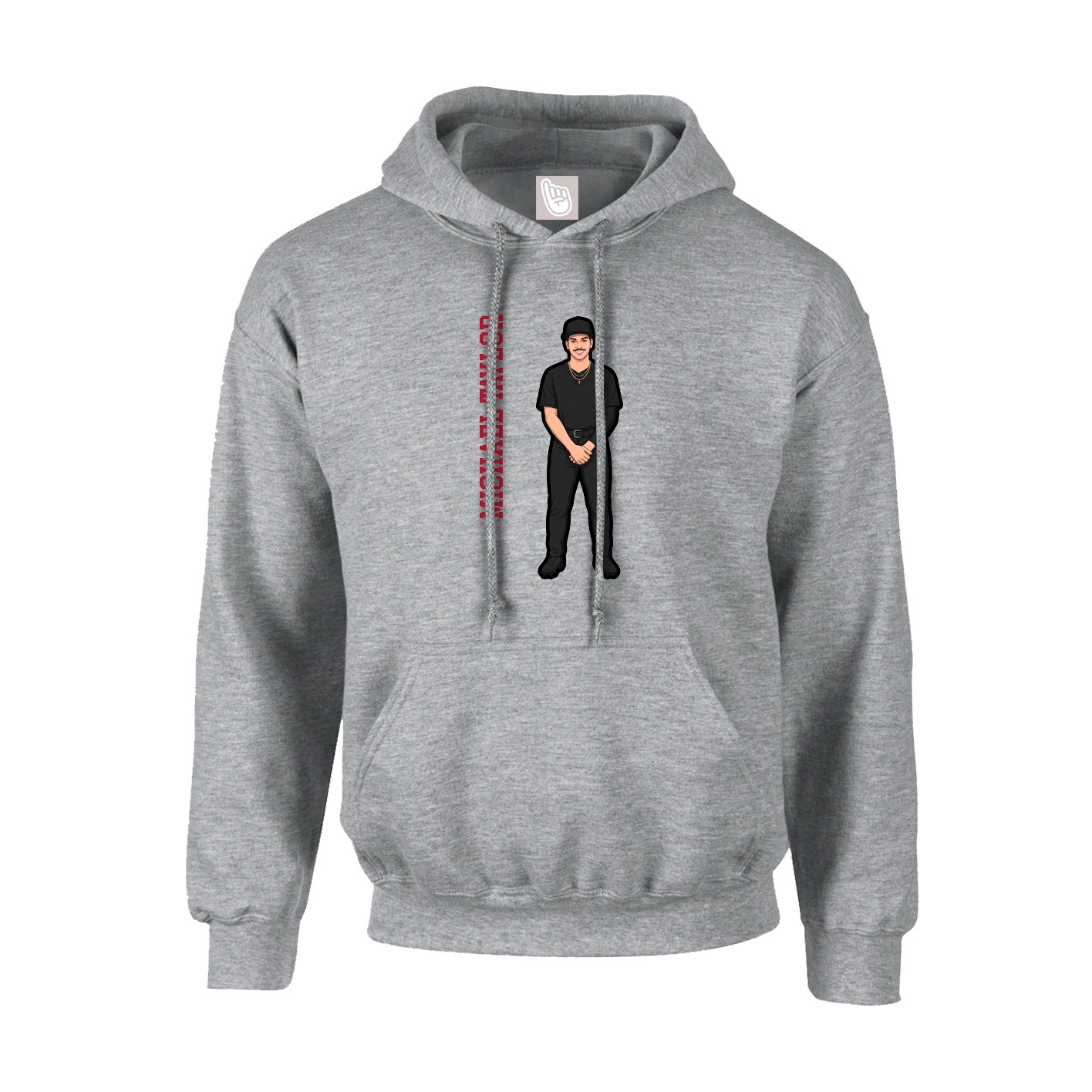 Youth Hoodie — Name Vertical in Grey
