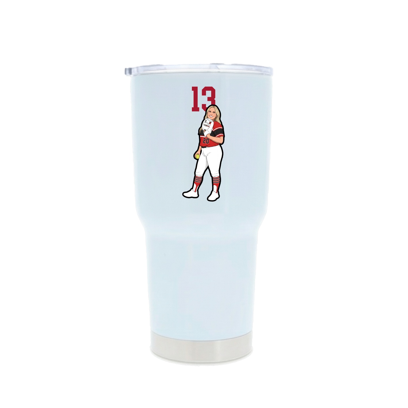 30oz Stainless Steel Tumbler — Number Top in White
