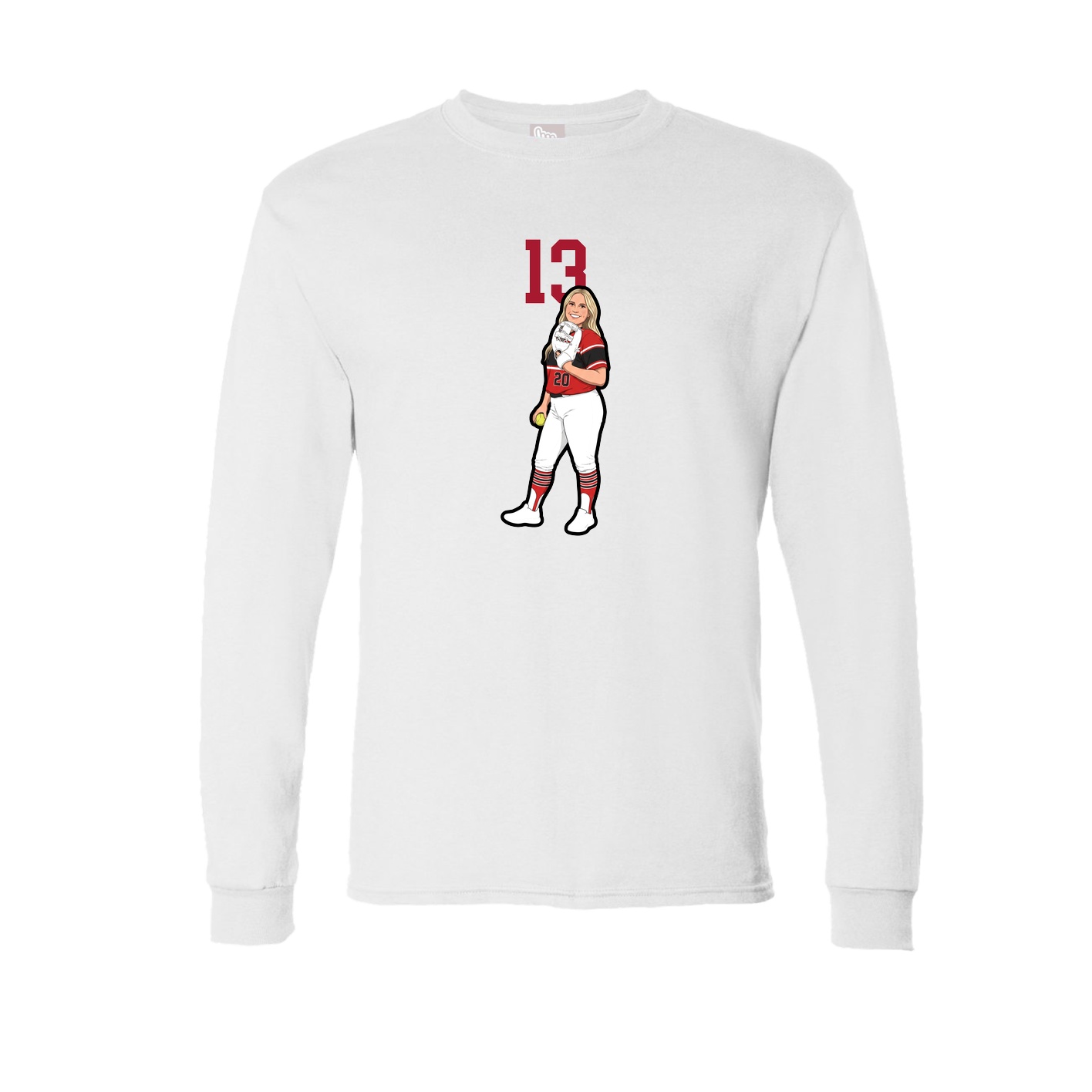 Long Sleeve Tee — Number Top in White