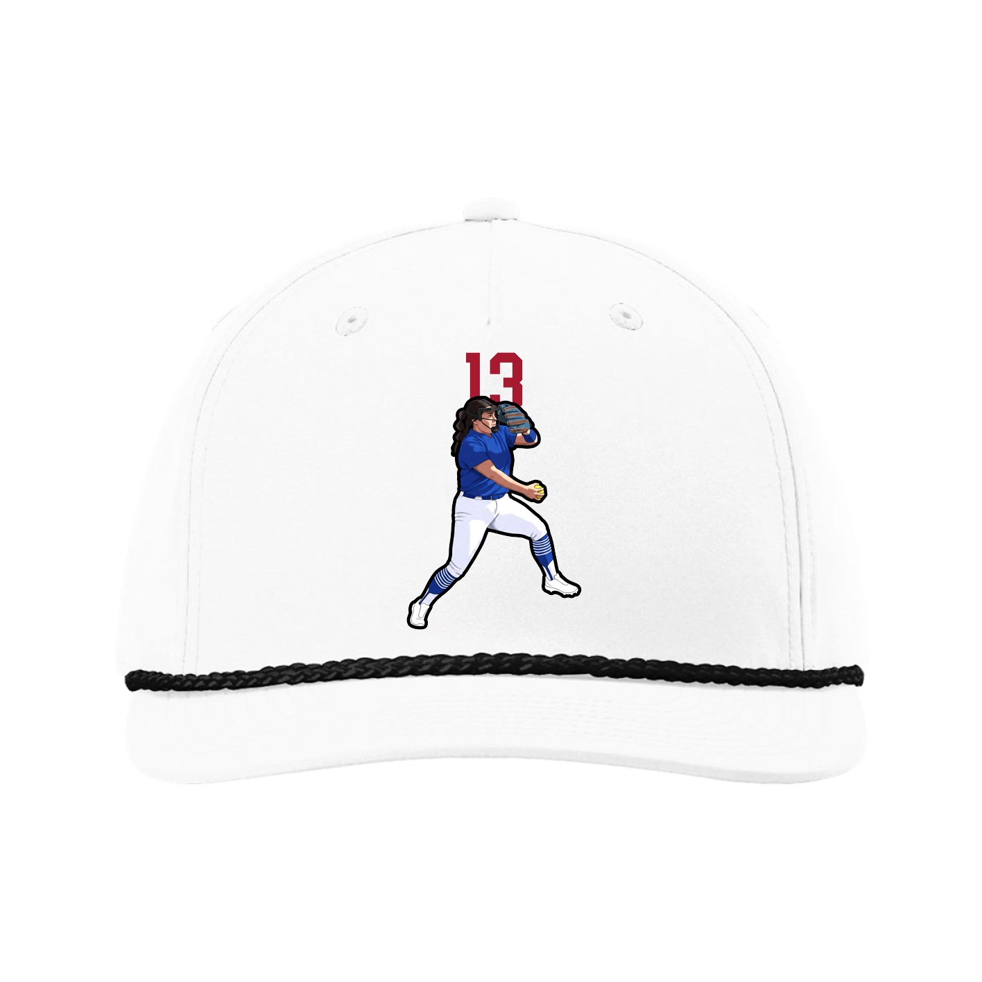 Five-Panel Classic Rope Cap — Number Top in White