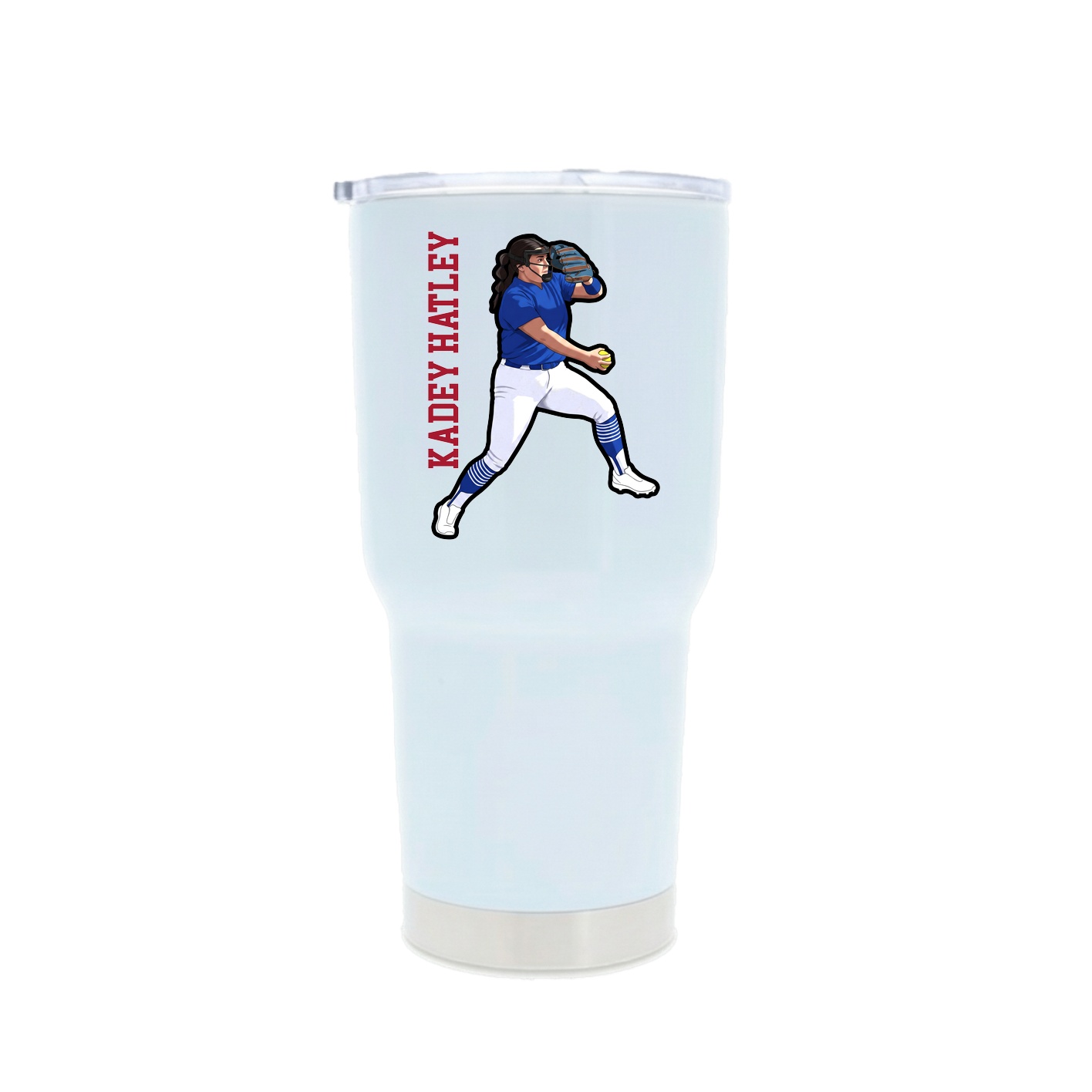 30oz Stainless Steel Tumbler — Name Vertical in White