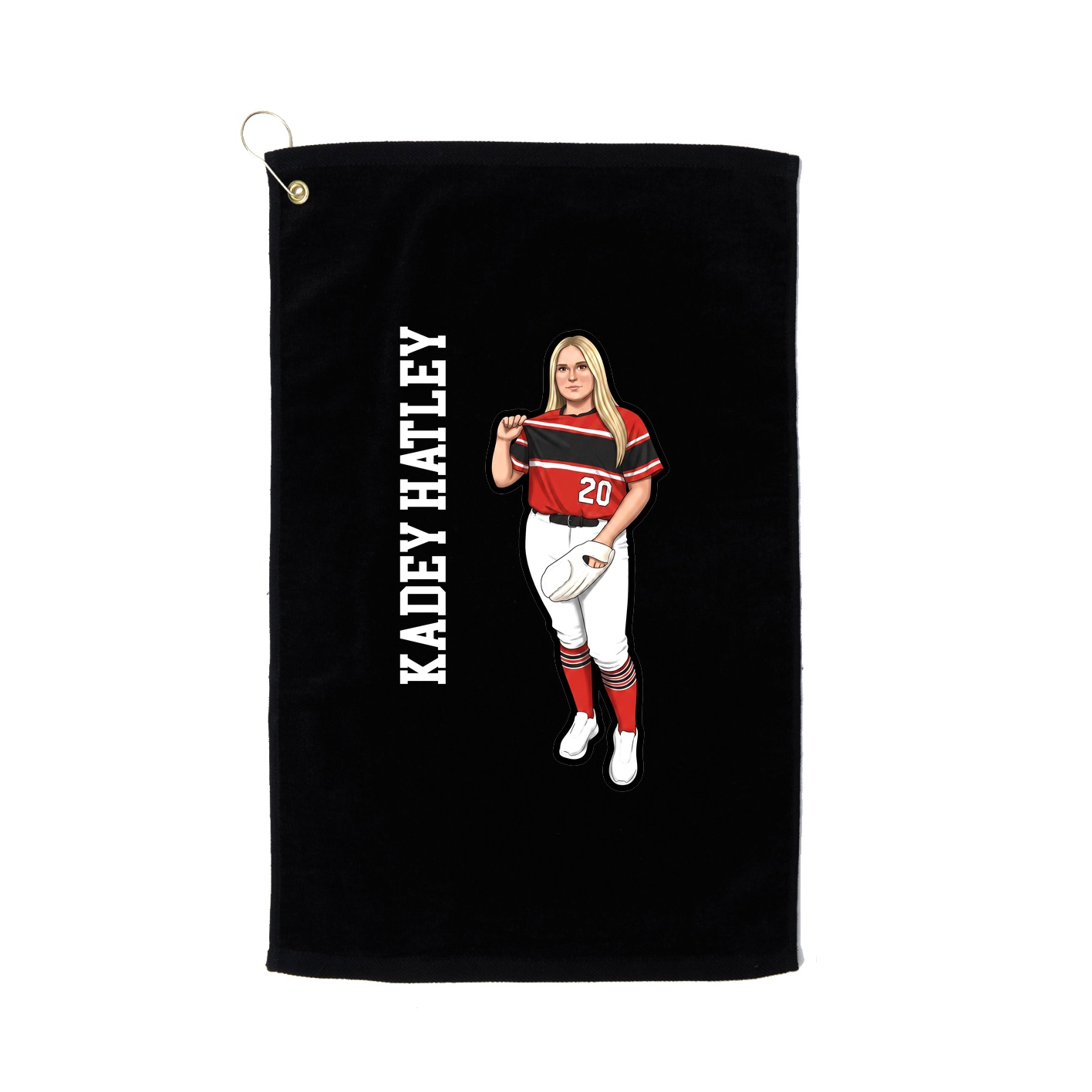 Golf Towel — Name Vertical in Black
