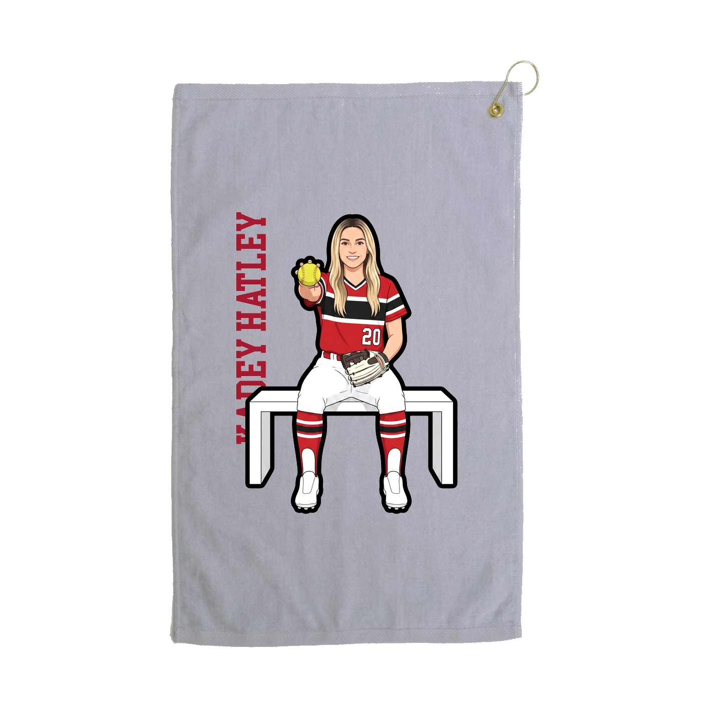 Golf Towel — Name Vertical in Grey