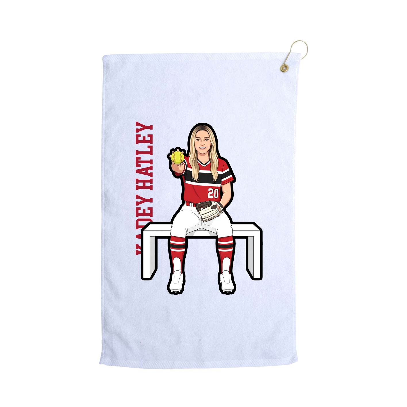 Golf Towel — Name Vertical in White