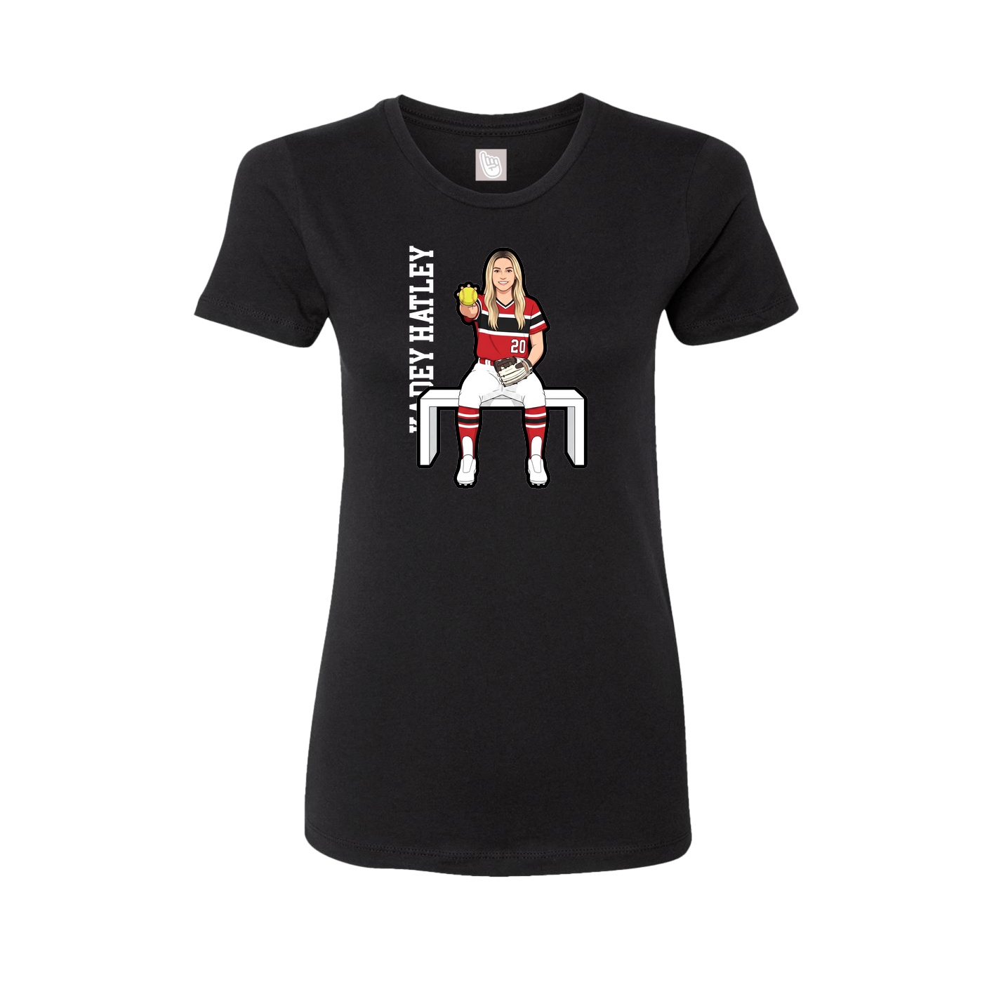 Womens Tee — Name Vertical in Black