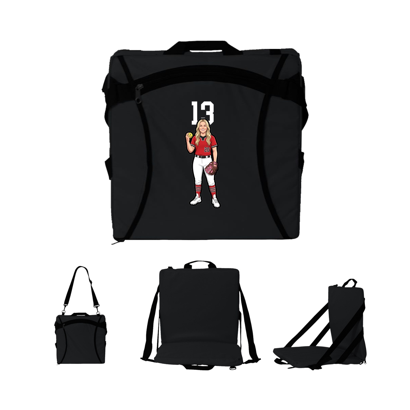 Folding Stadium Seat — Number Top in Black