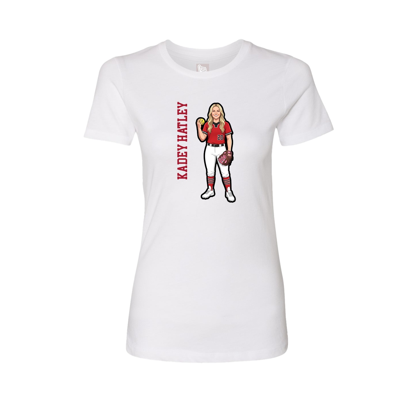 Womens Tee — Name Vertical in White