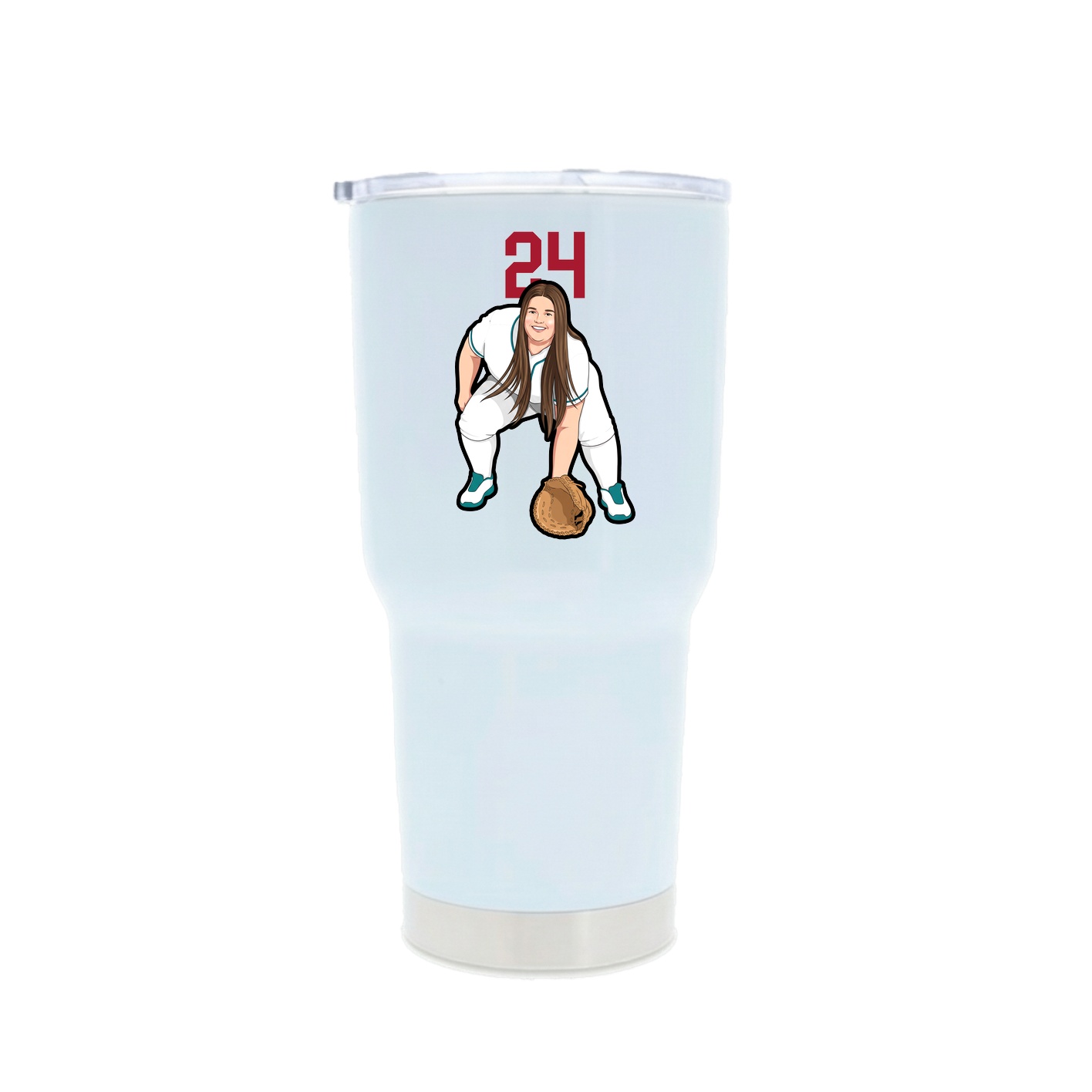 30oz Stainless Steel Tumbler — Number Top in White
