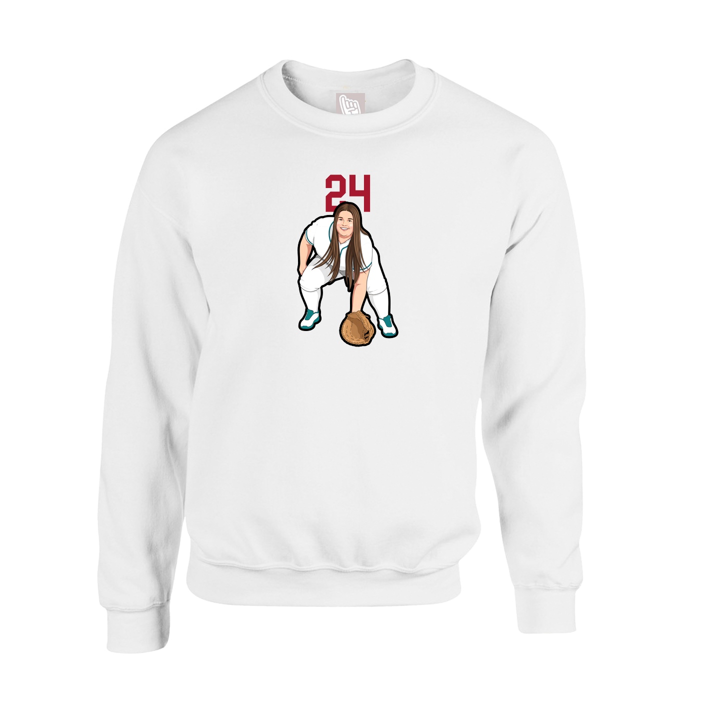 Fleece Crew — Number Top in White