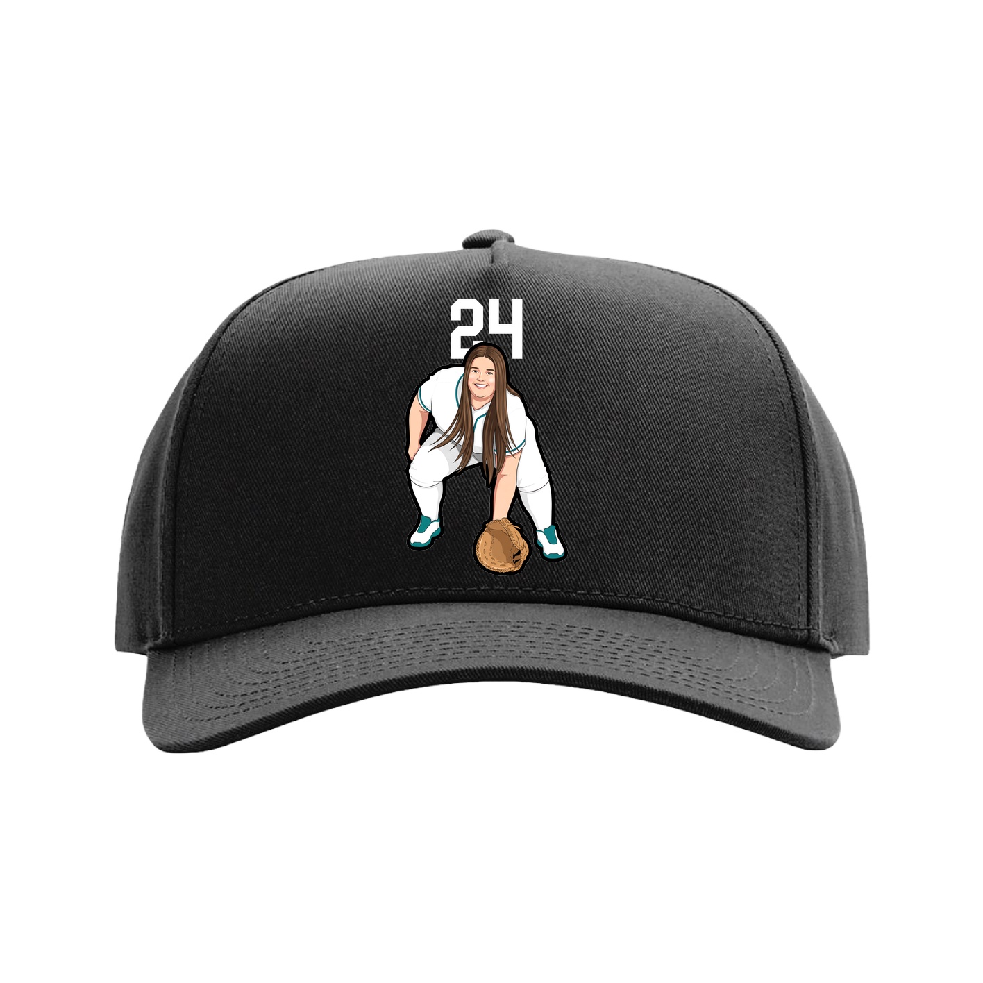 Full Fabric Five-Panel Champ Cap — Number Top in Black