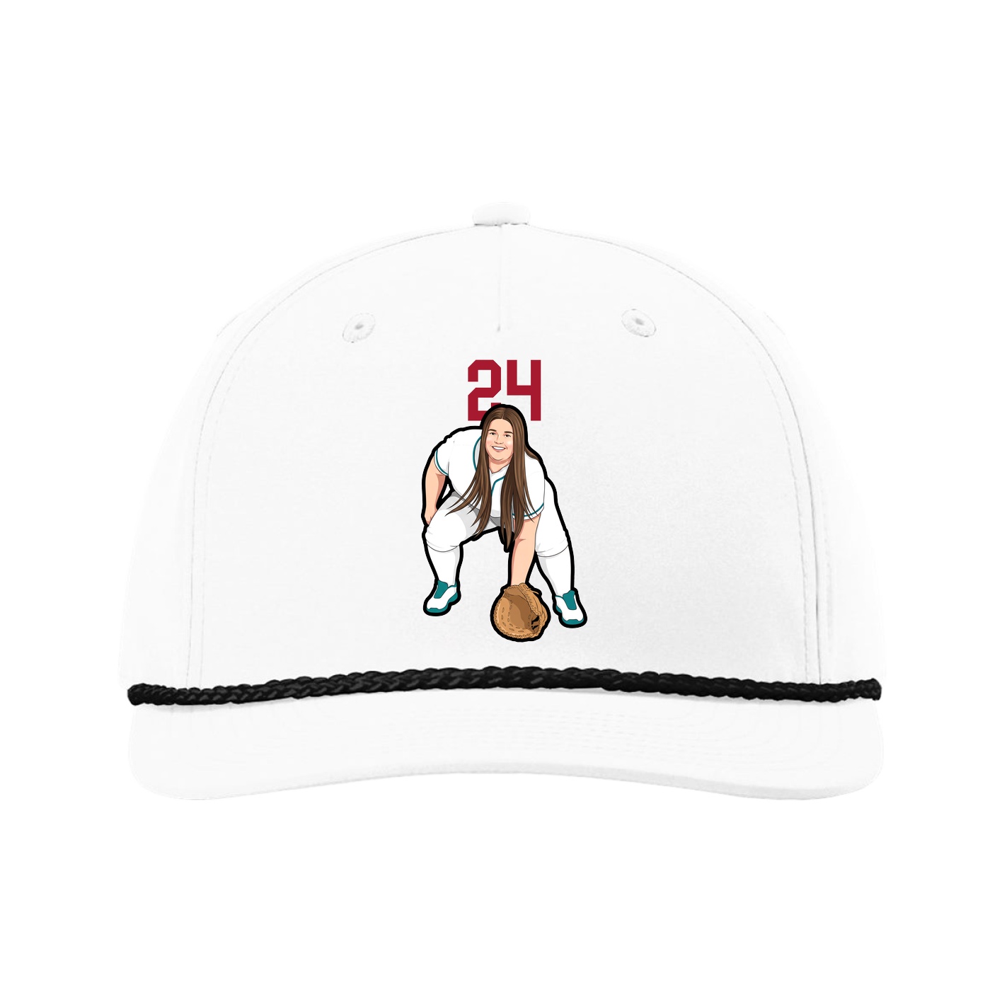 Five-Panel Classic Rope Cap — Number Top in White