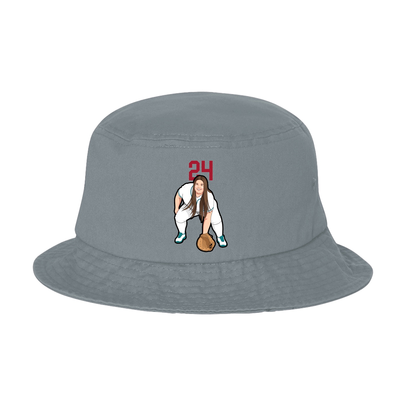 Bucket Cap — Number Top in Grey