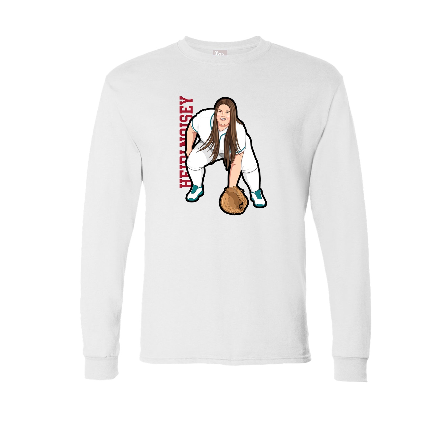 Long Sleeve Tee — Name Vertical in White