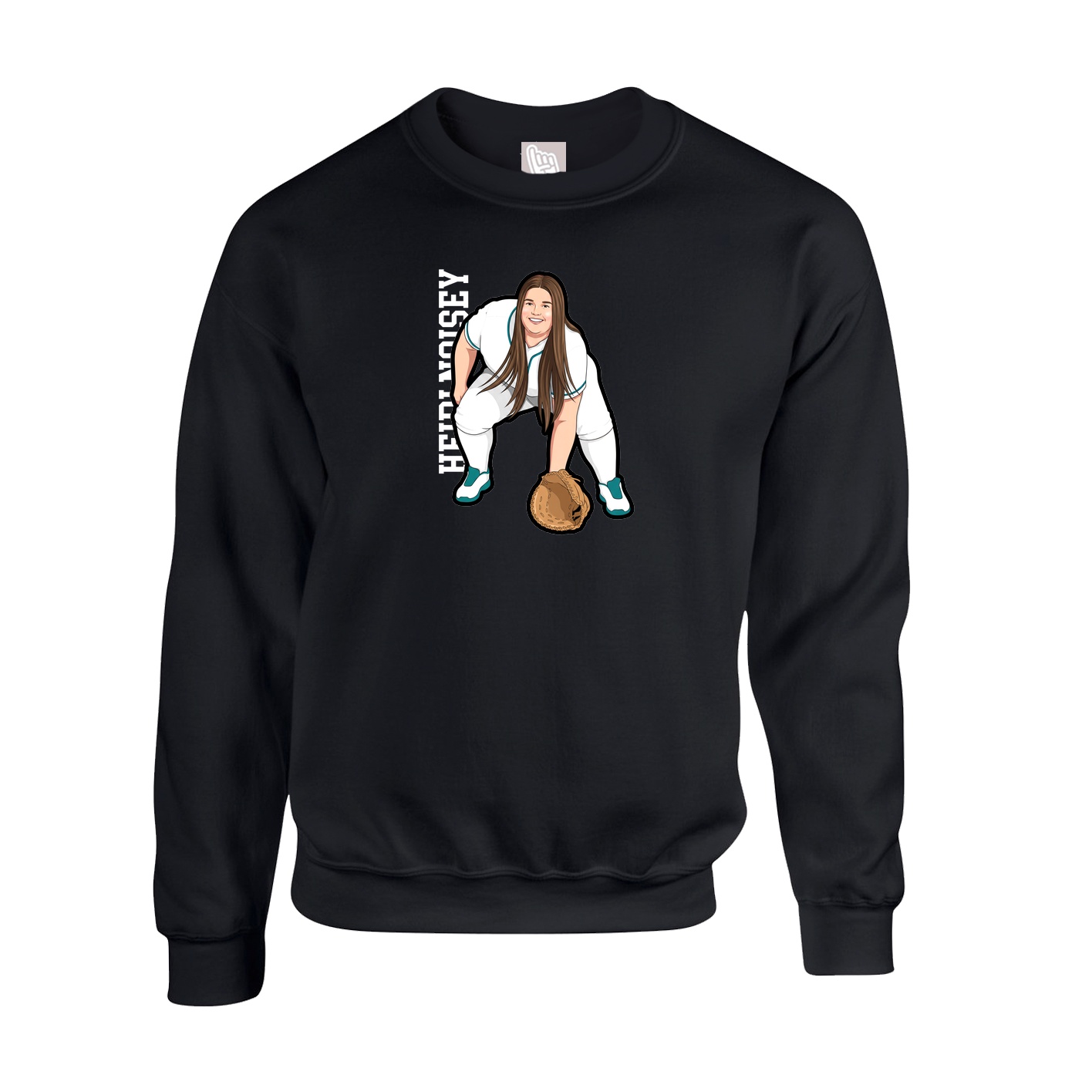 Fleece Crew — Name Vertical in Black