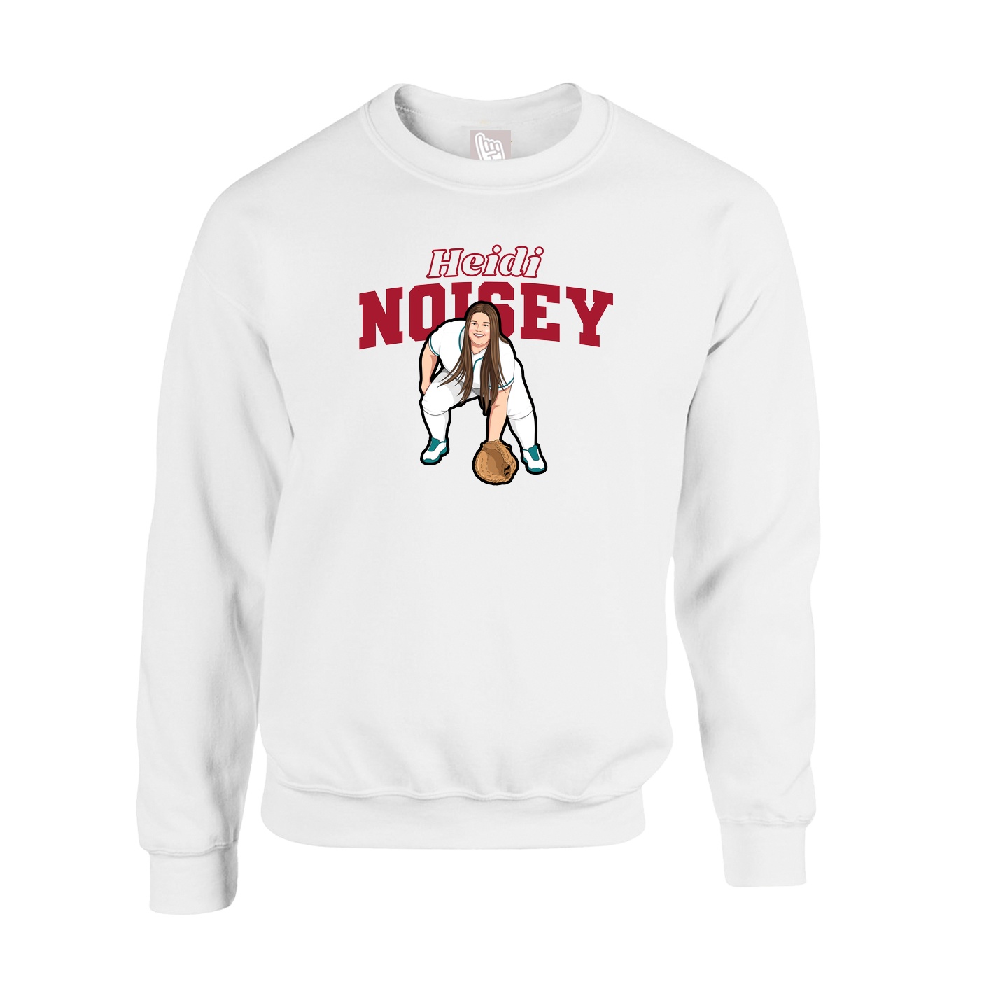 Fleece Crew — Name Arch in White