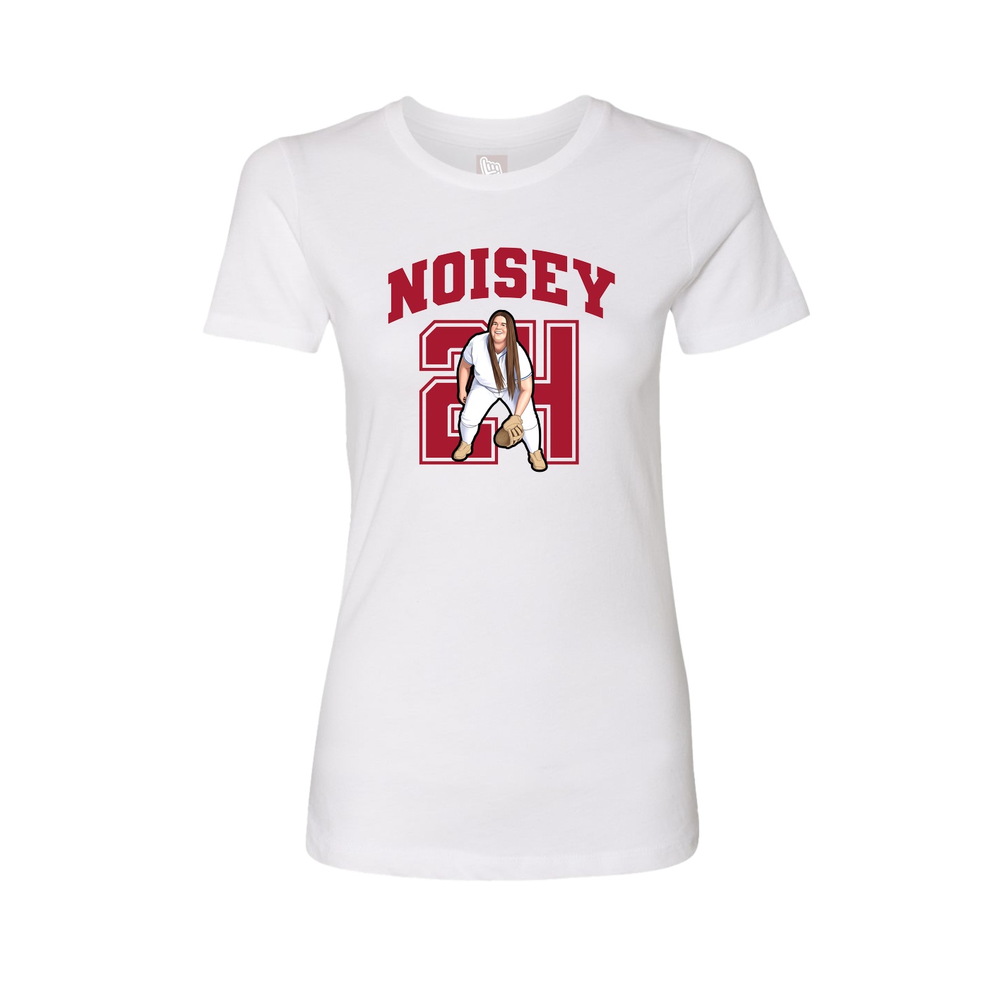 Fitted Women's Tee — Number in White
