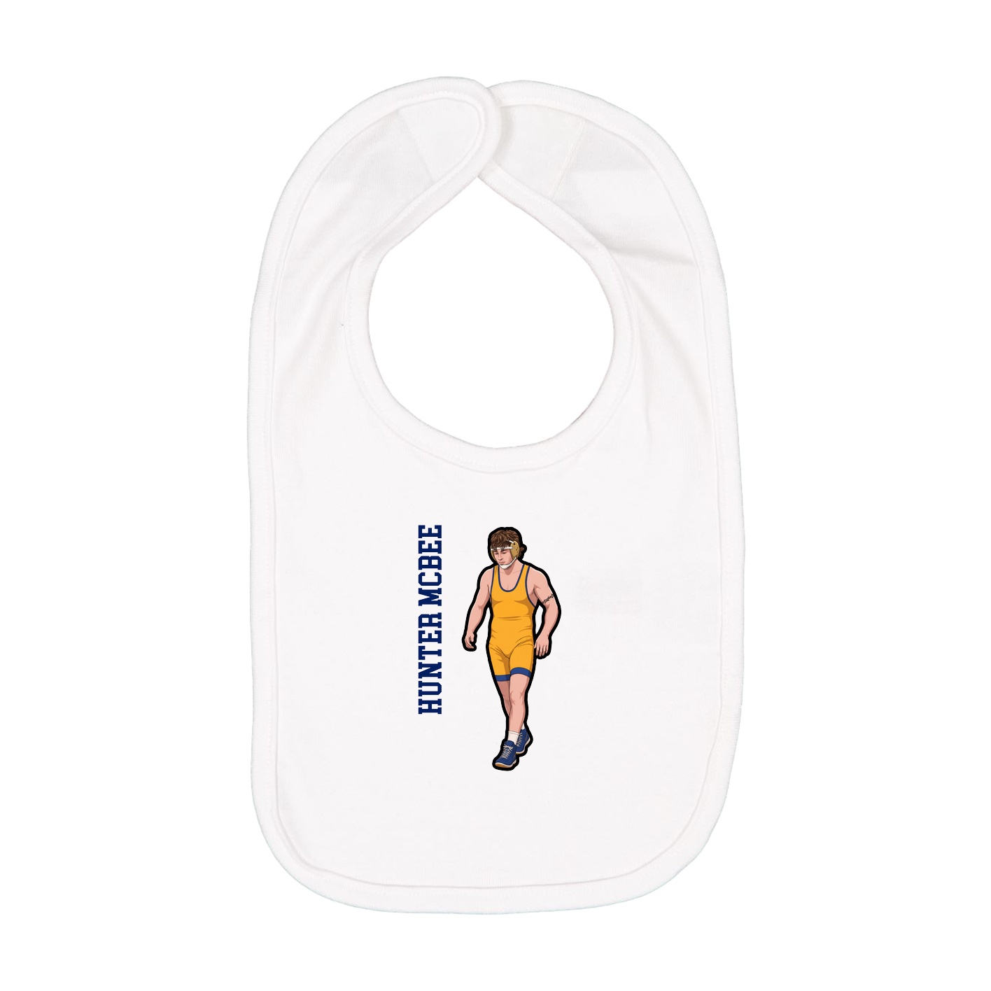 Infant Bib — Name Vertical in White