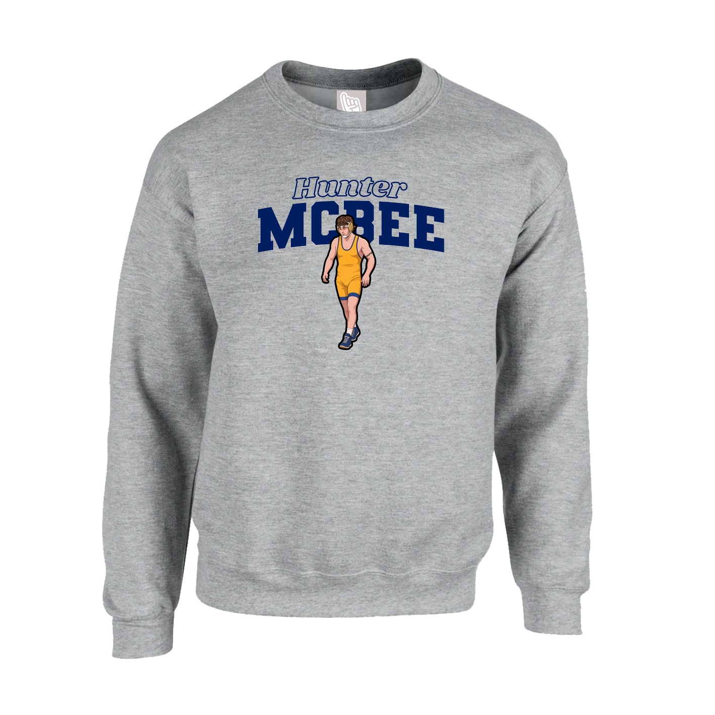 Fleece Crew — Name Arch in Grey