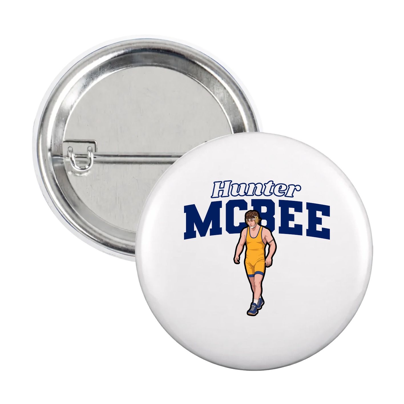 Game Day Button — Name Arch in White
