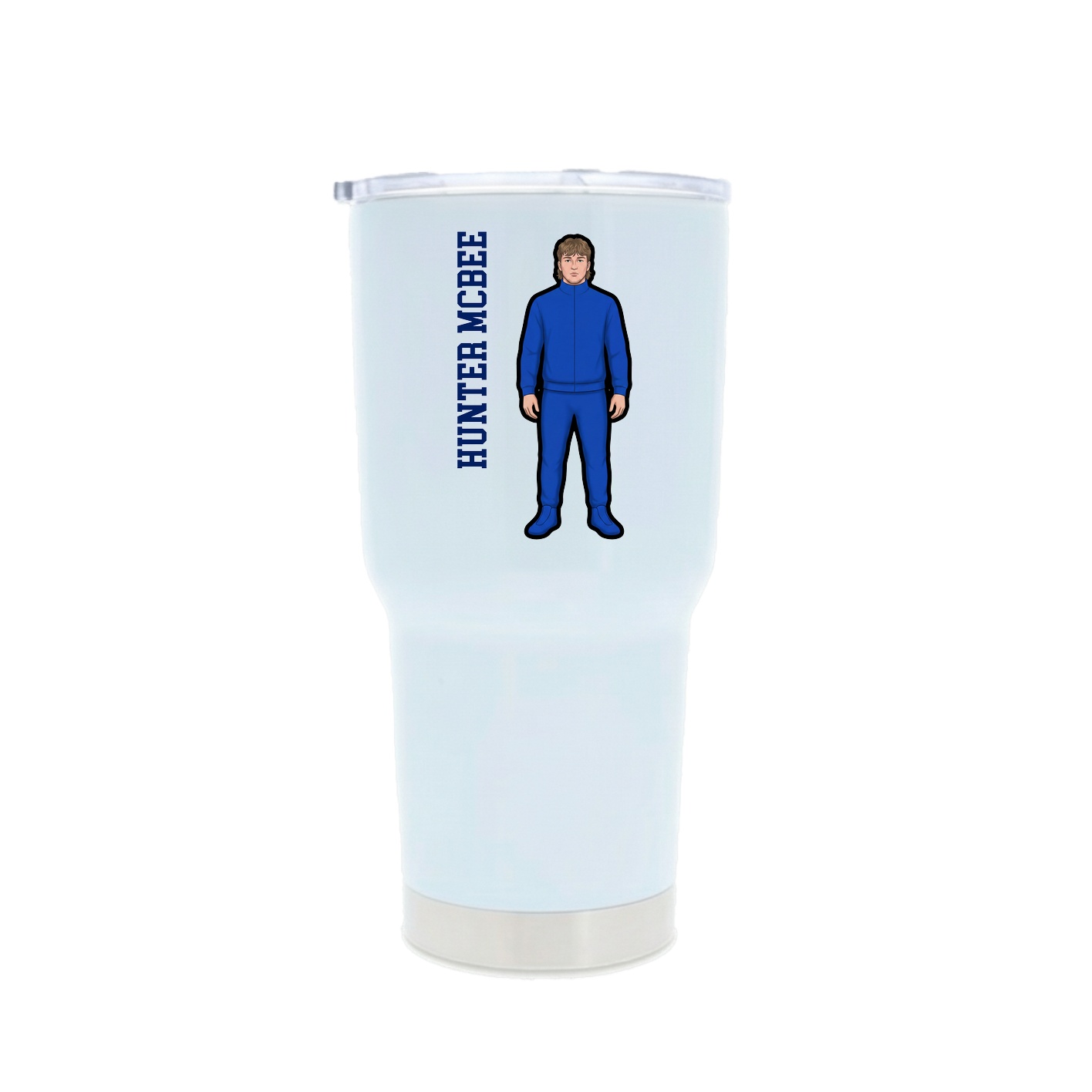 30oz Stainless Steel Tumbler — Name Vertical in White