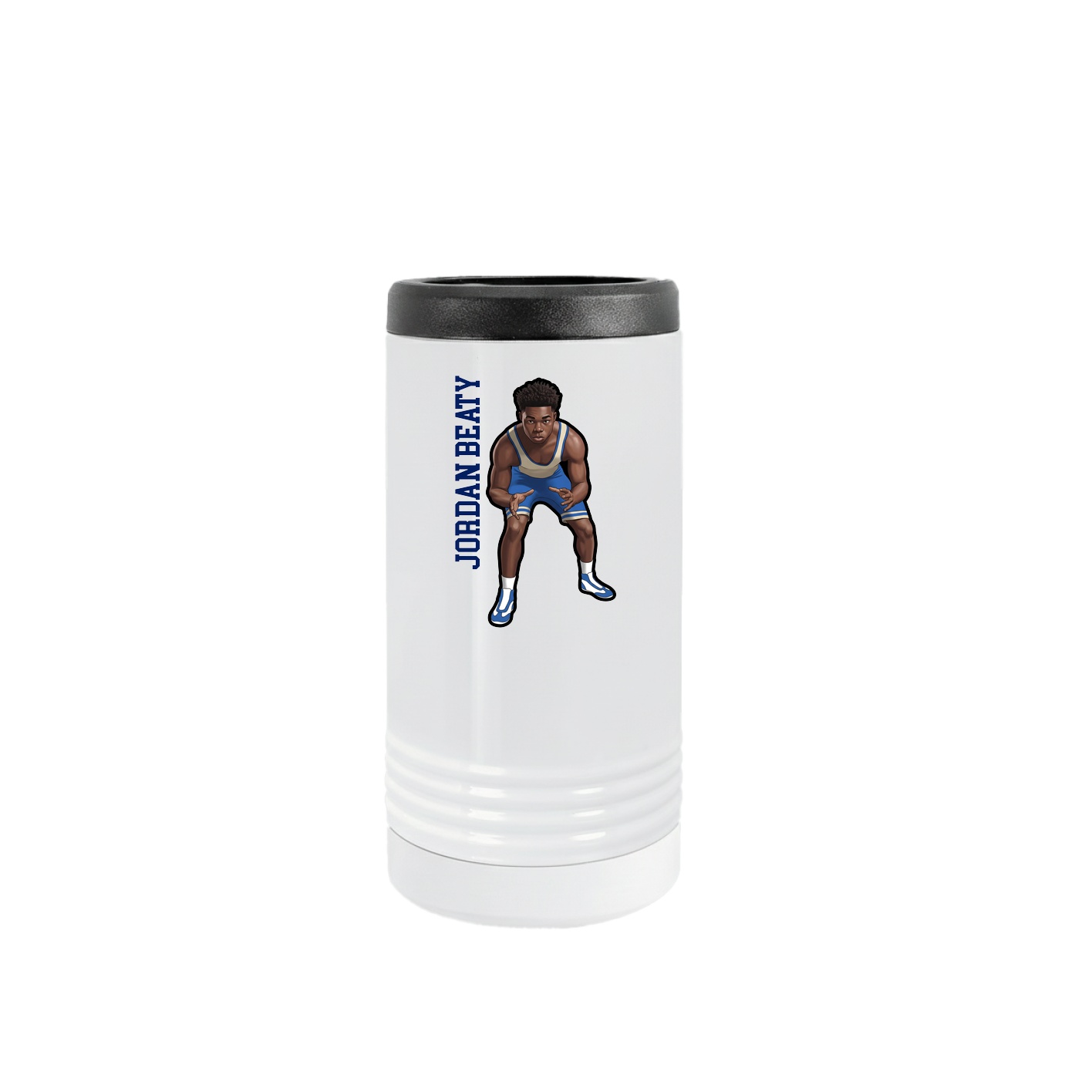Slim Beverage Holder — Name Vertical in White