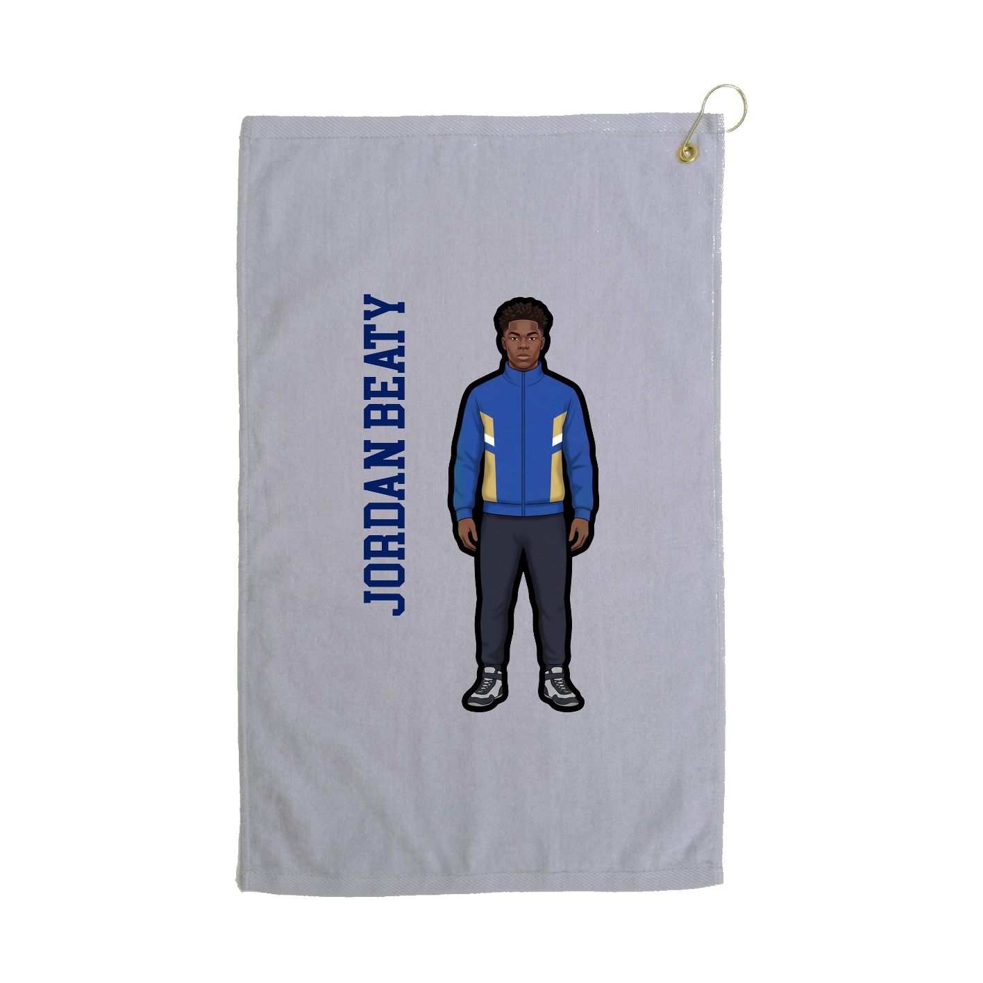 Golf Towel — Name Vertical in Grey