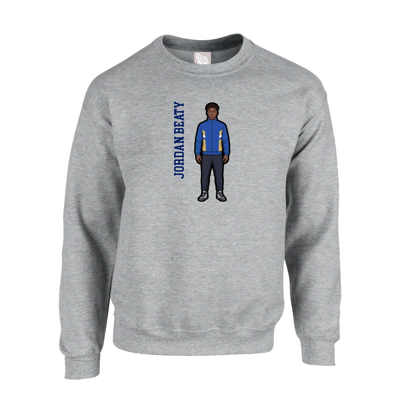Fleece Crew — Name Vertical in Grey