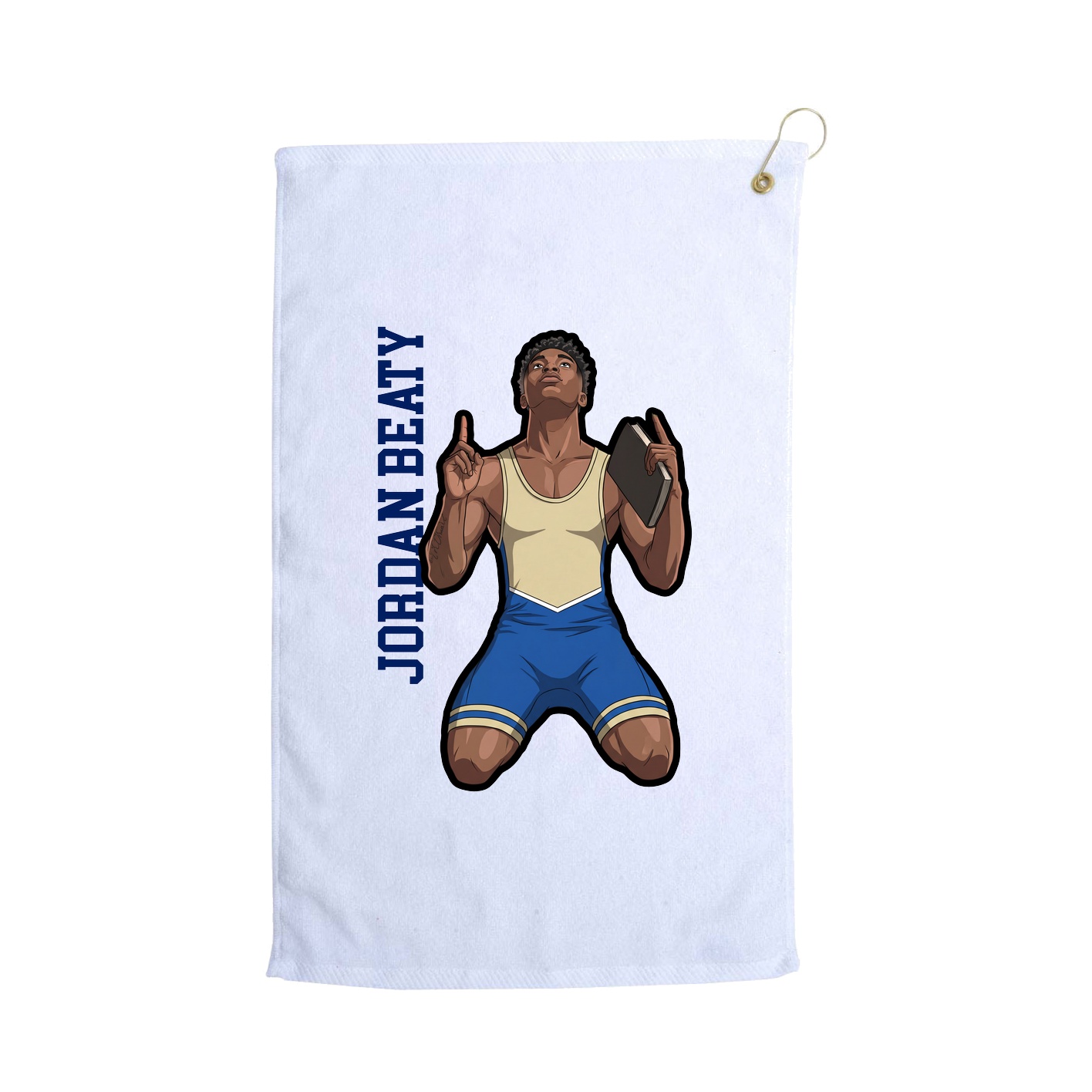Golf Towel — Name Vertical in White