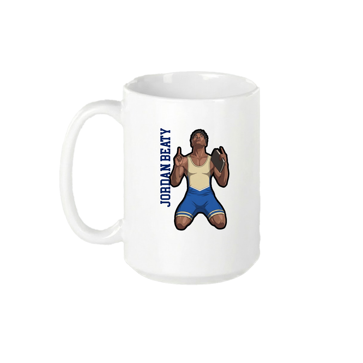 15oz Coffee Mug — Name Vertical in White