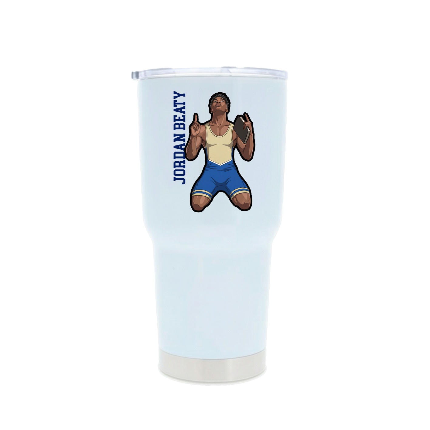 30oz Stainless Steel Tumbler — Name Vertical in White