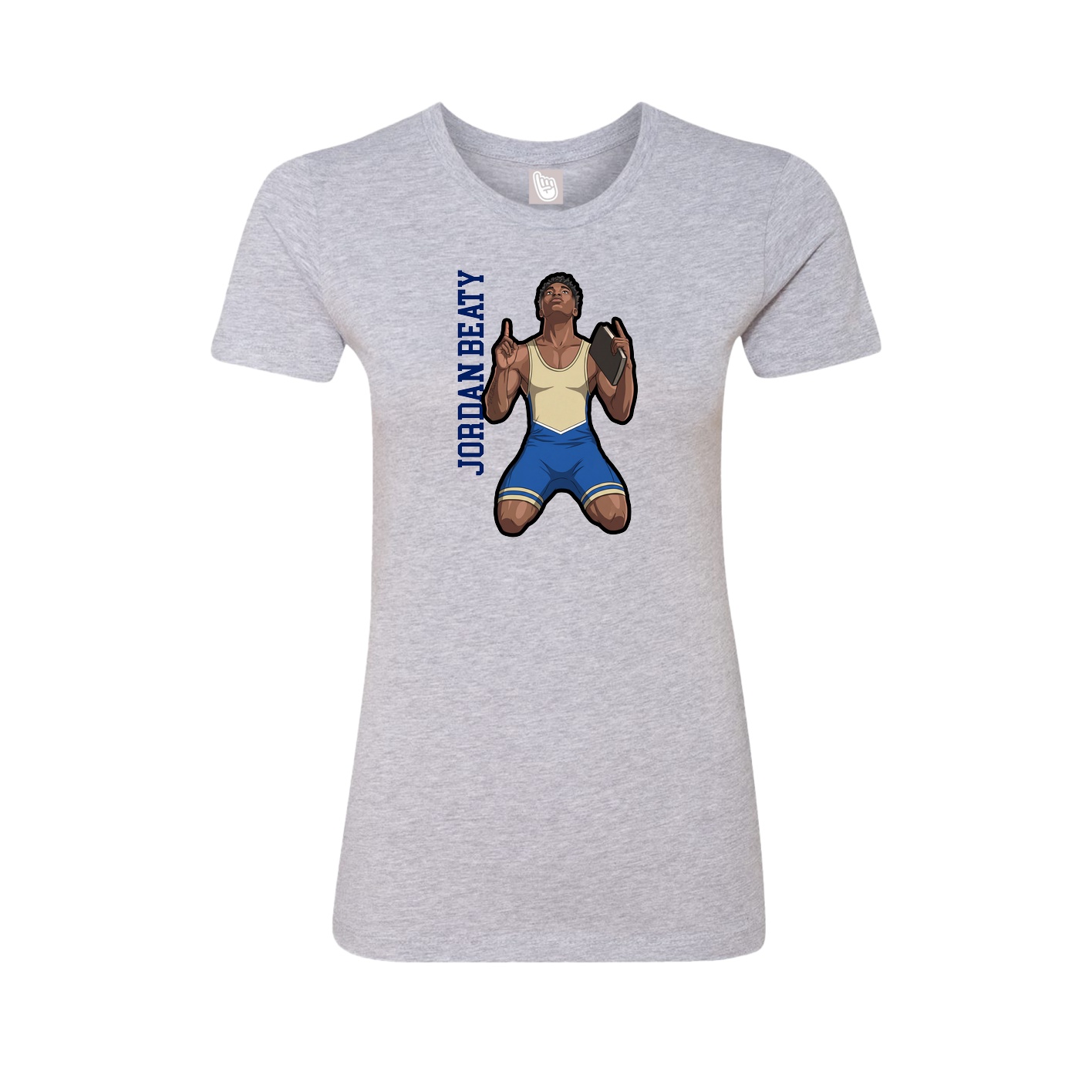 Fitted Women's Tee — Name Vertical in Grey