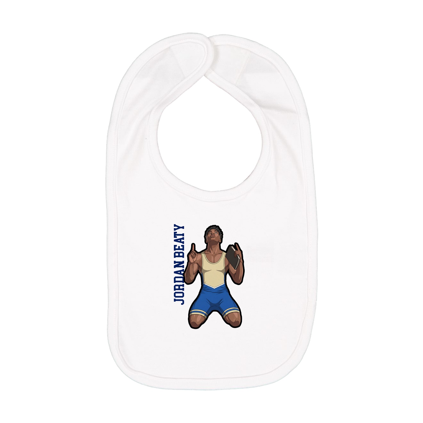 Infant Bib — Name Vertical in White