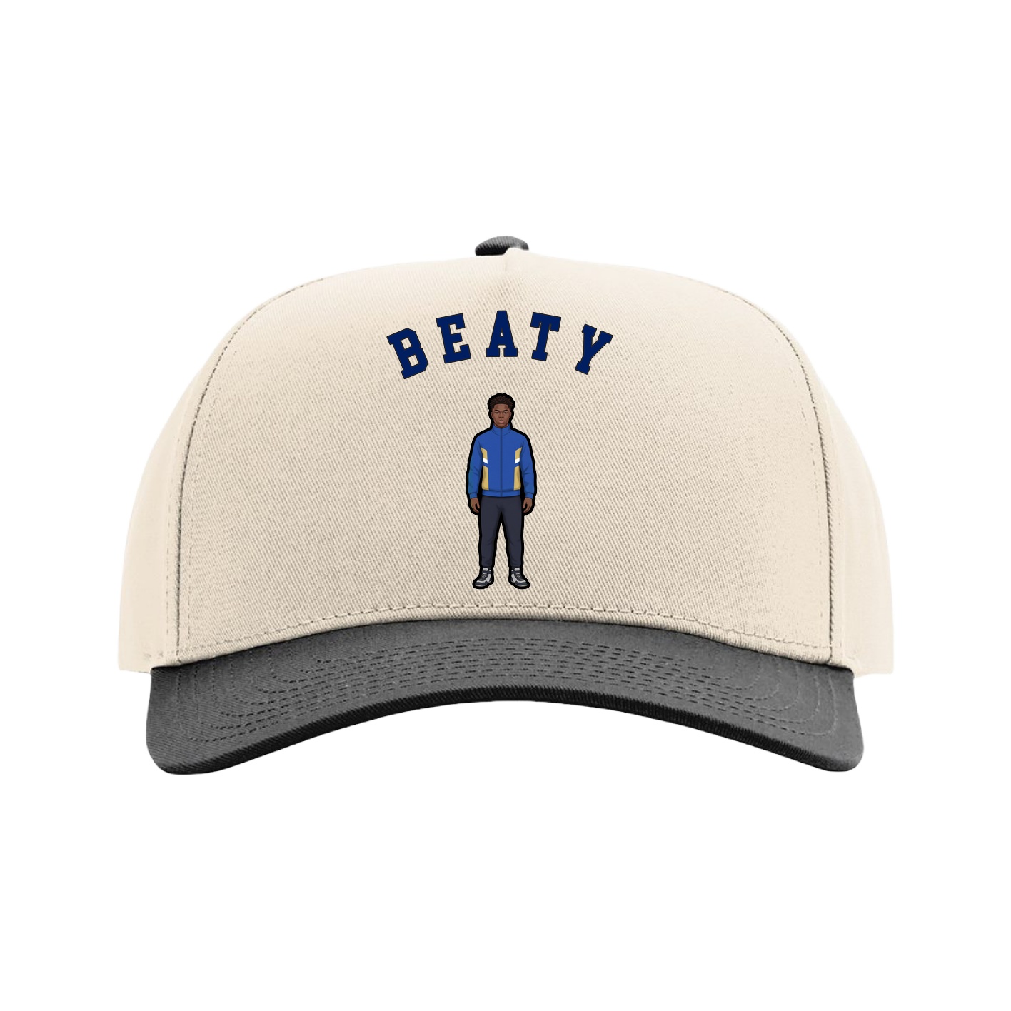 Full Fabric Five-Panel Champ Cap — Shirsey Arch in Cream/Black