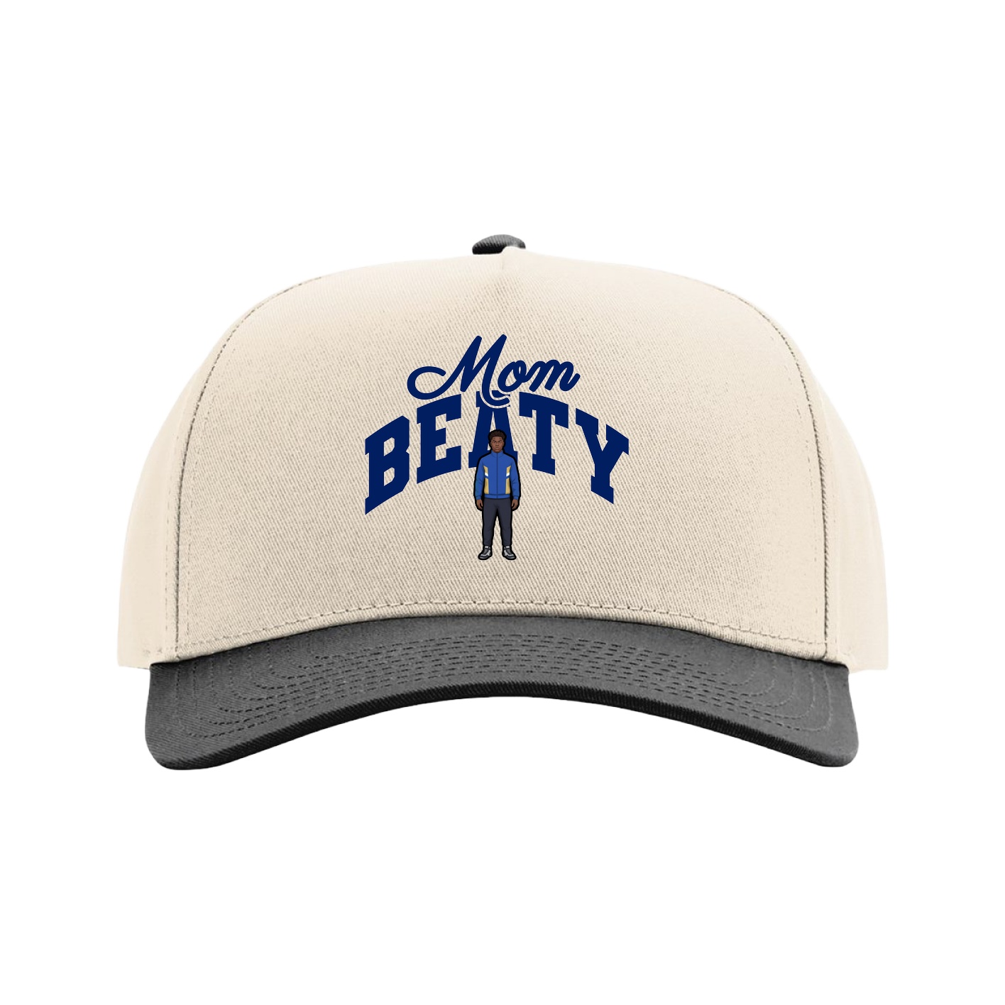 Full Fabric Five-Panel Champ Cap — Mothers Day Arch in Cream/Black