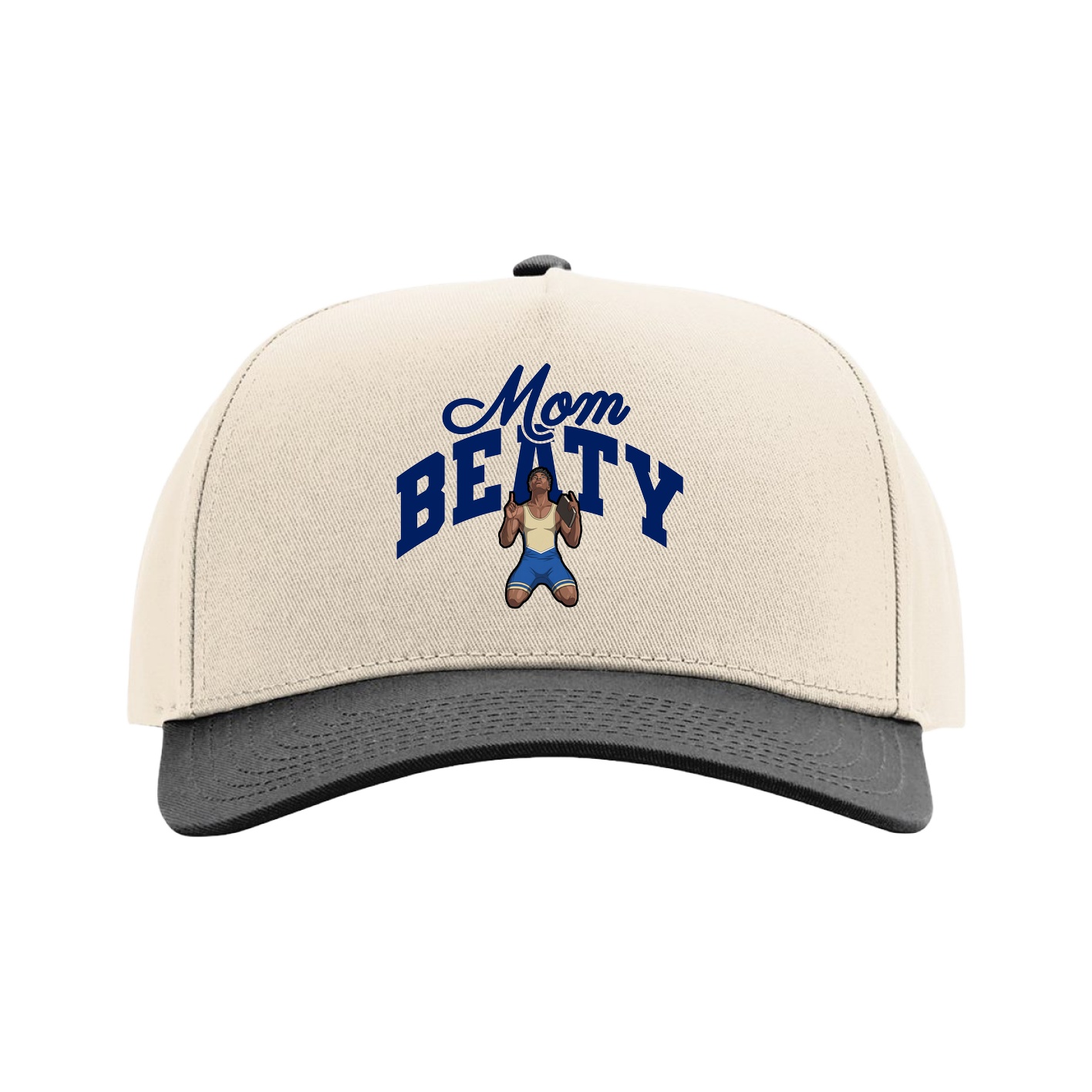 Full Fabric Five-Panel Champ Cap — Mothers Day Arch in Cream/Black