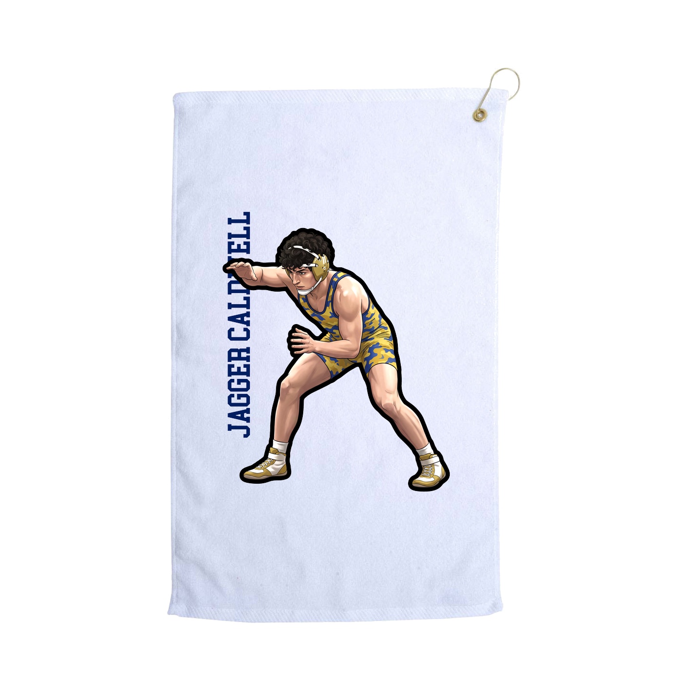 Golf Towel — Name Vertical in White