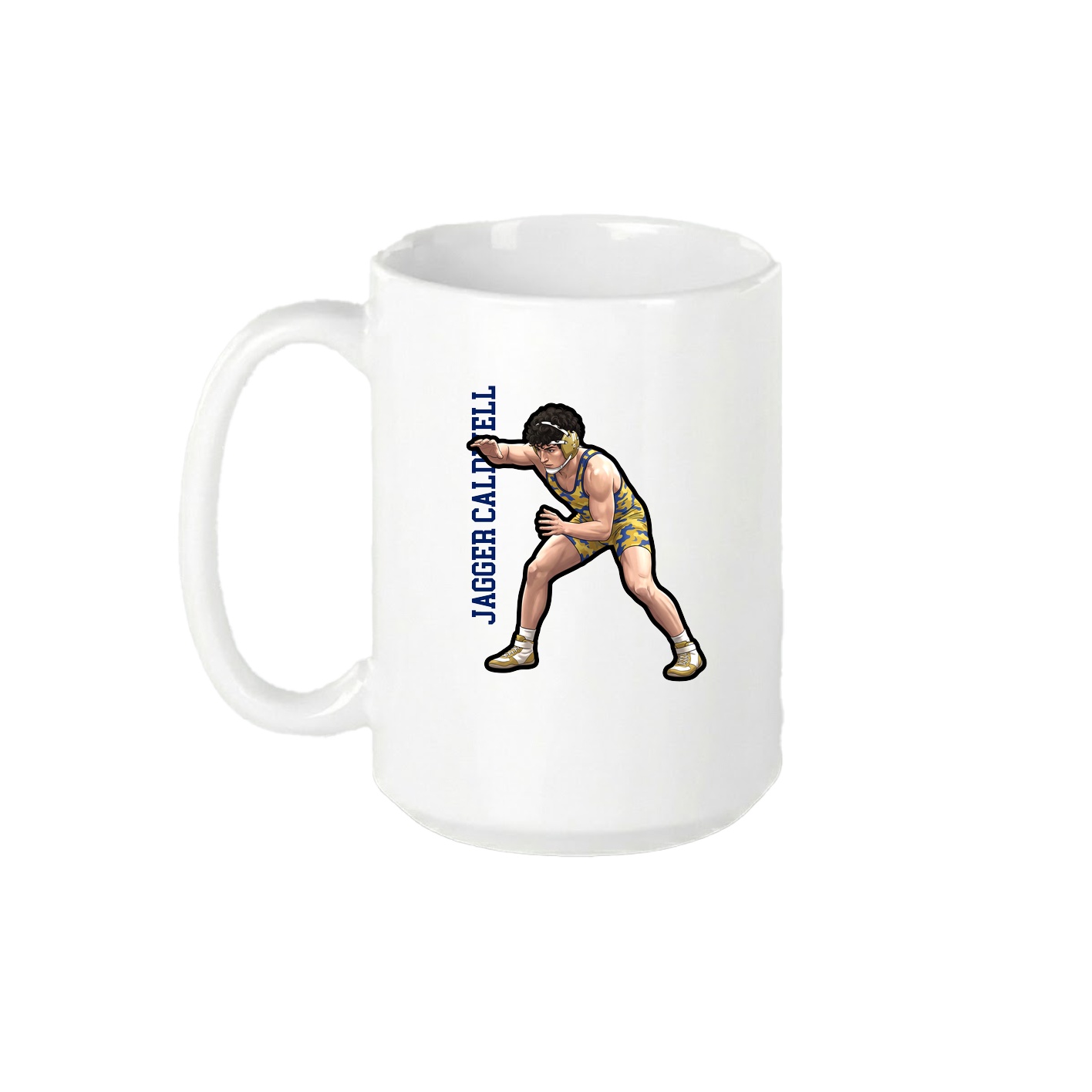 15oz Coffee Mug — Name Vertical in White
