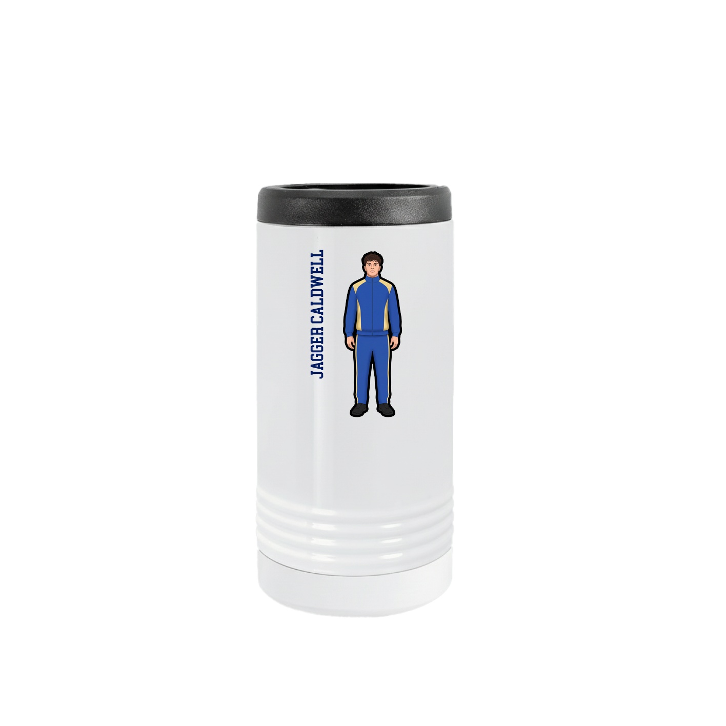 Slim Beverage Holder — Name Vertical in White