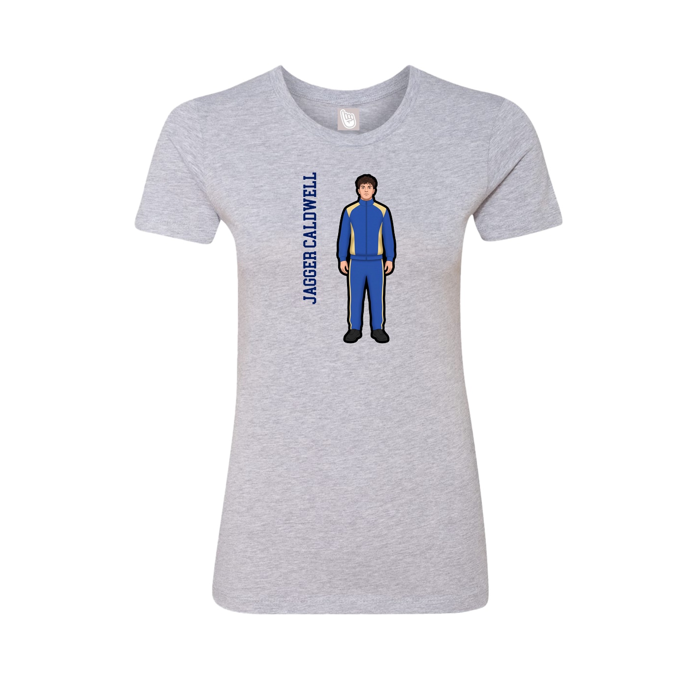 Fitted Women's Tee — Name Vertical in Grey