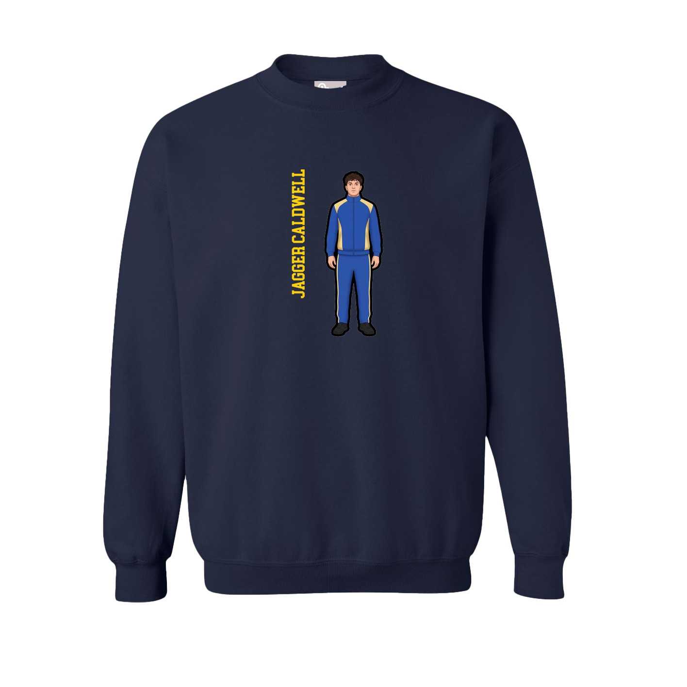 Fleece Crew — Name Vertical in Navy