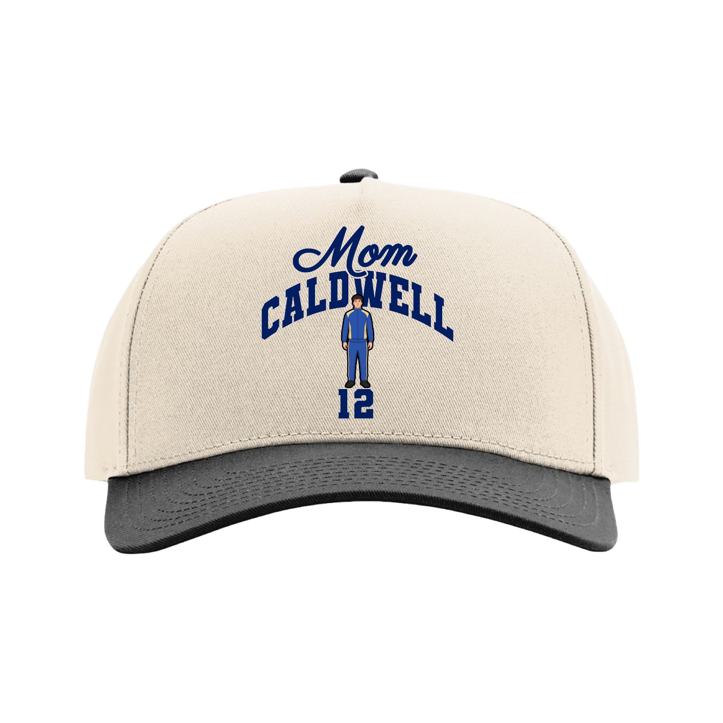 Full Fabric Five-Panel Champ Cap — Mothers Day Arch in Cream/Black